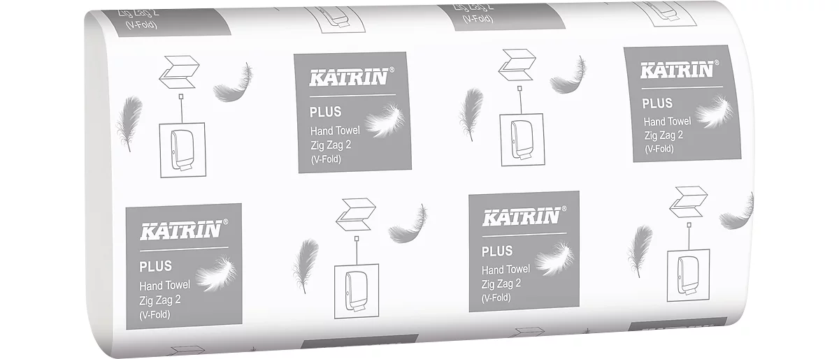 KATRIN Z-Falthandtücher, hochweiß, 2-lagig, 2 x 18 g/m², 224 x 230 mm, Handy-Pack mit Griff, 4000 Stück