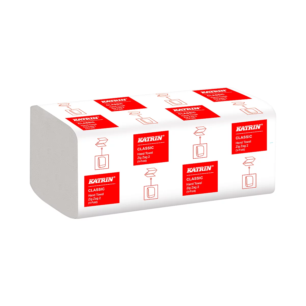 KATRIN Z-gevouwen handdoeken, wit, 2-laags, 2 x 18 g/m², 244 x 230 mm, in een handige verpakking, 4000 stuks