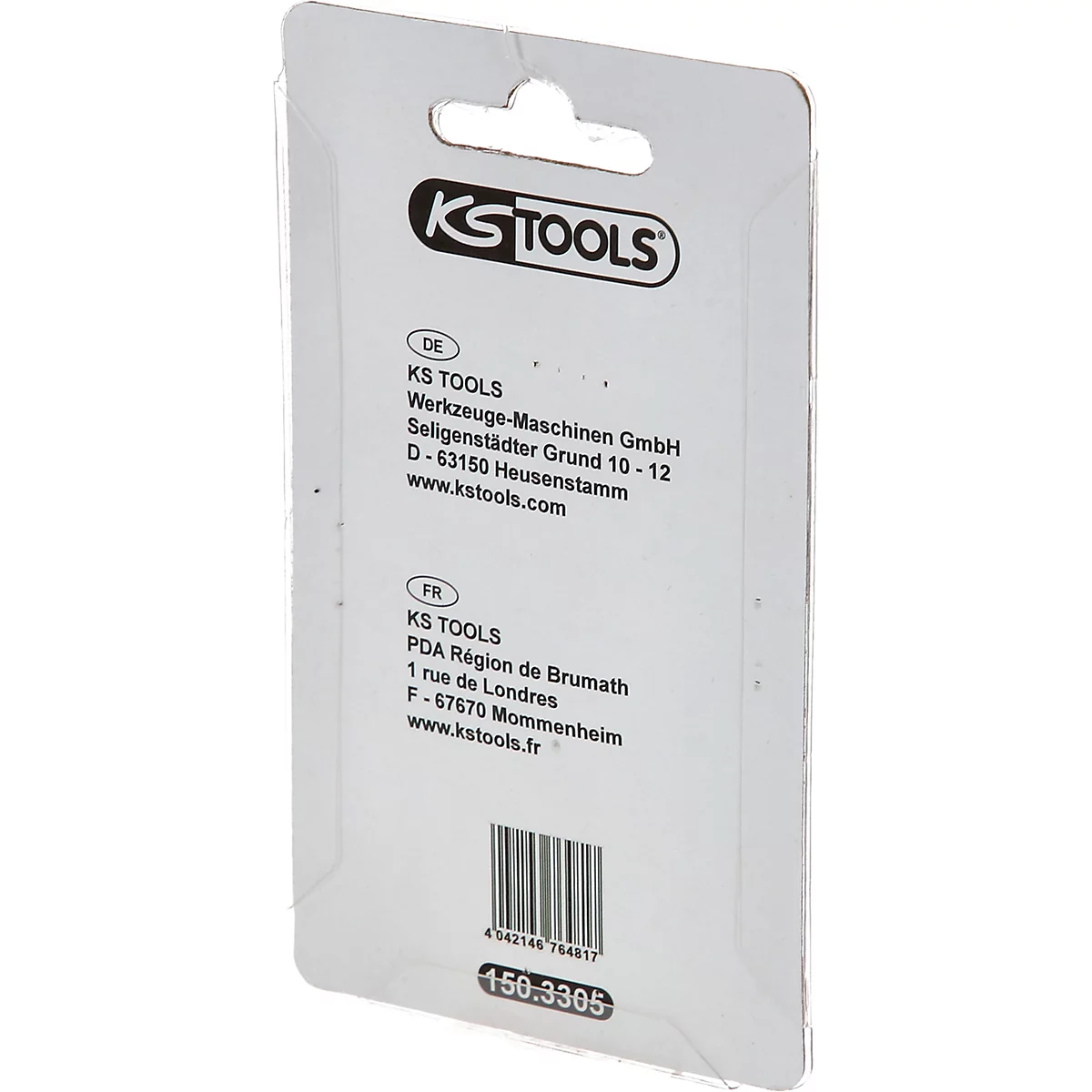 Verpackung mit dem Logo von KS Tools. Textinformationen in deutscher und französischer Sprache.