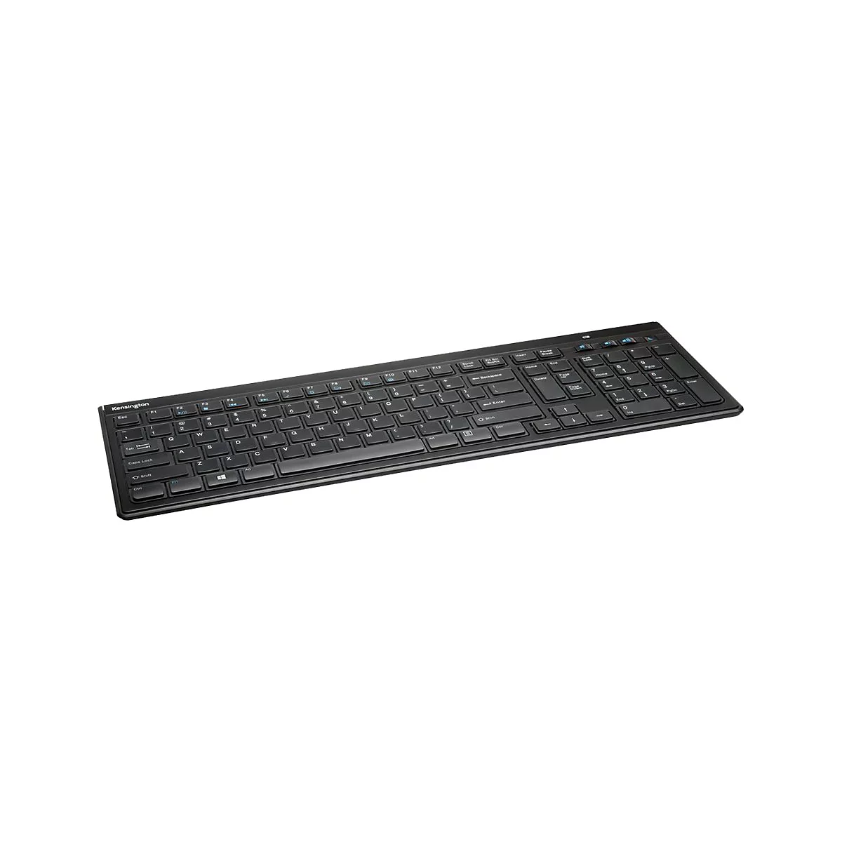 Schwarze Kensington-Tastatur auf weißem Hintergrund.