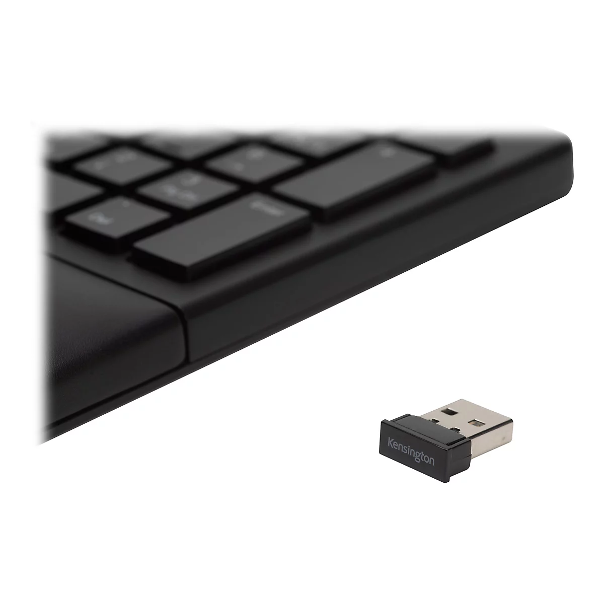Kensington Pro Fit Ergo Wireless Keyboard - Tastatur - kabellos - 2.4 GHz, Bluetooth 4.0 - Deutsch - Schwarz