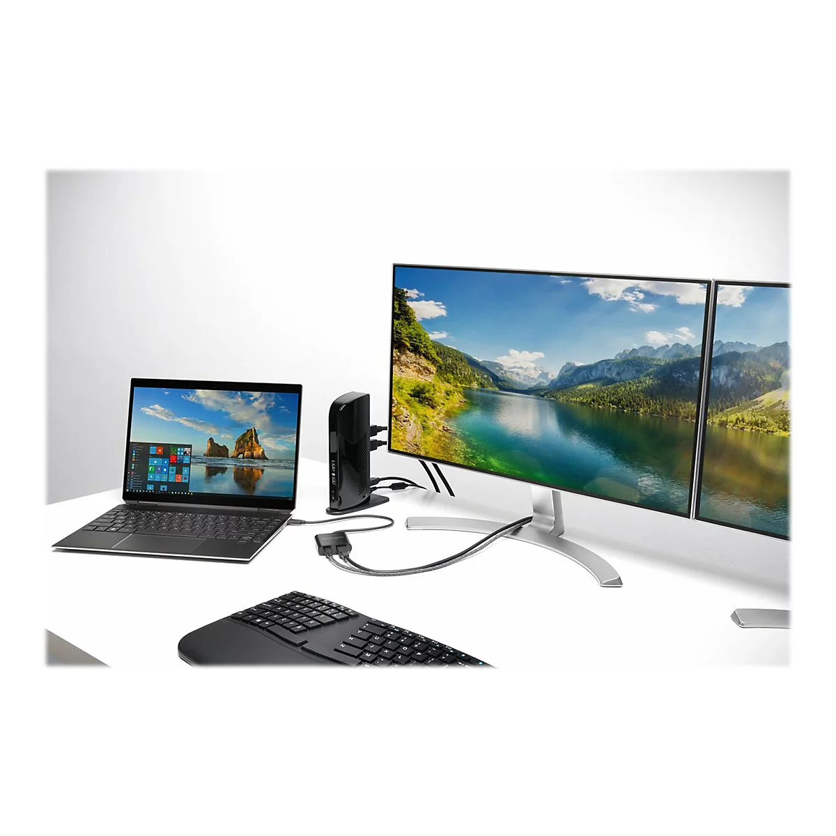 Kensington Pro Fit Ergo Wireless Keyboard - Tastatur - kabellos - 2.4 GHz, Bluetooth 4.0 - Deutsch - Schwarz