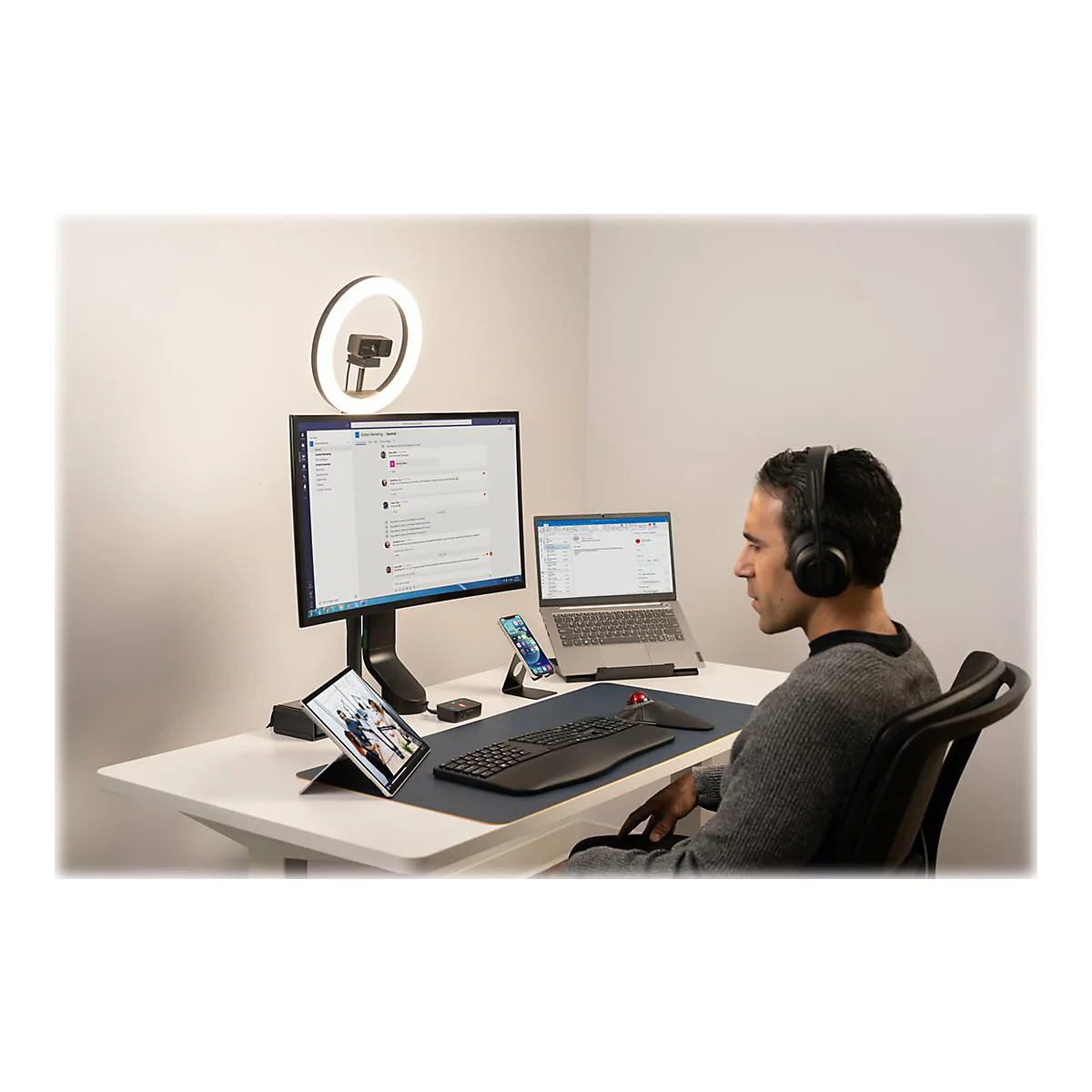Kensington Pro Fit Ergo Wireless Keyboard - Tastatur - USA - Schwarz
