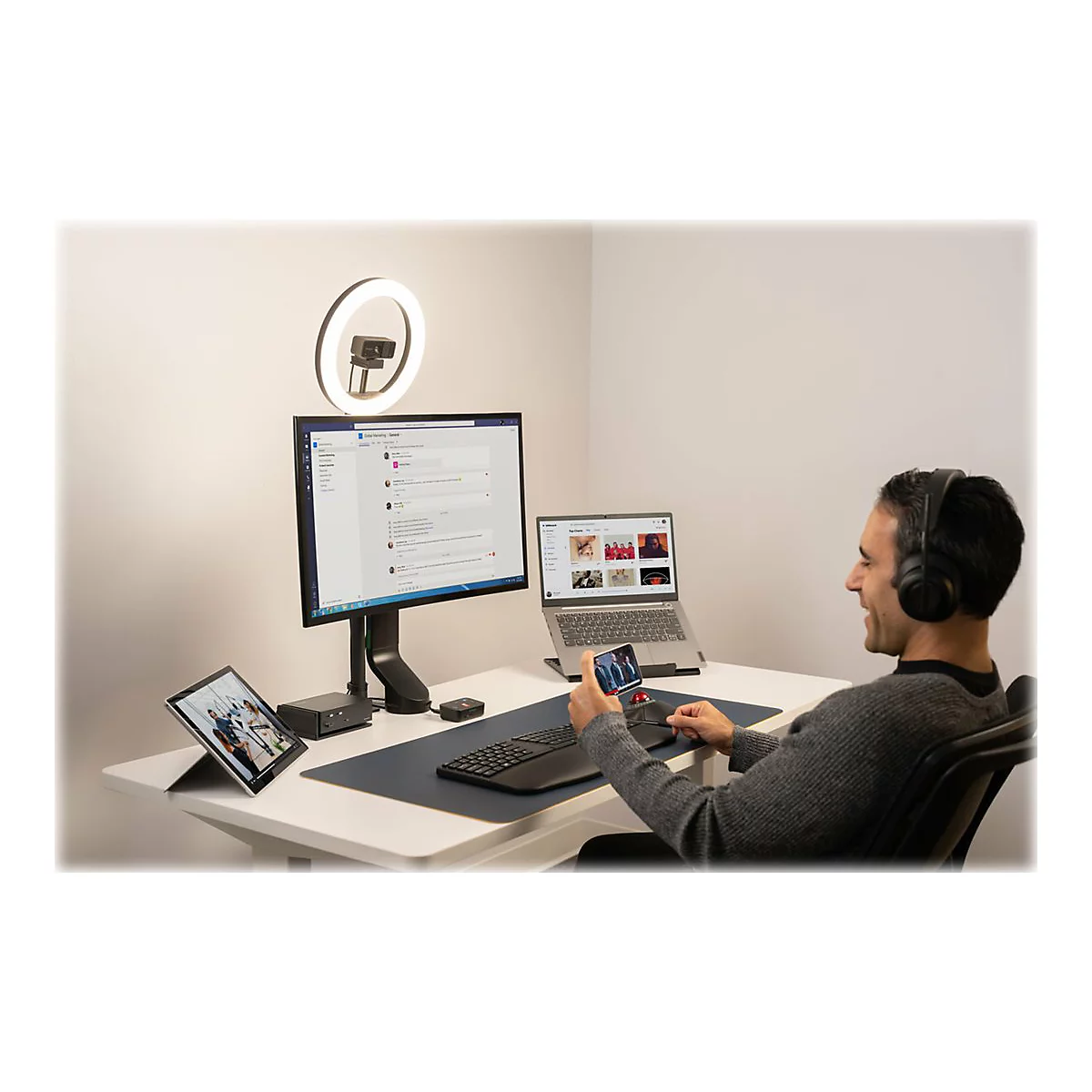 Kensington Pro Fit Ergo Wireless Keyboard - Tastatur - USA - Schwarz