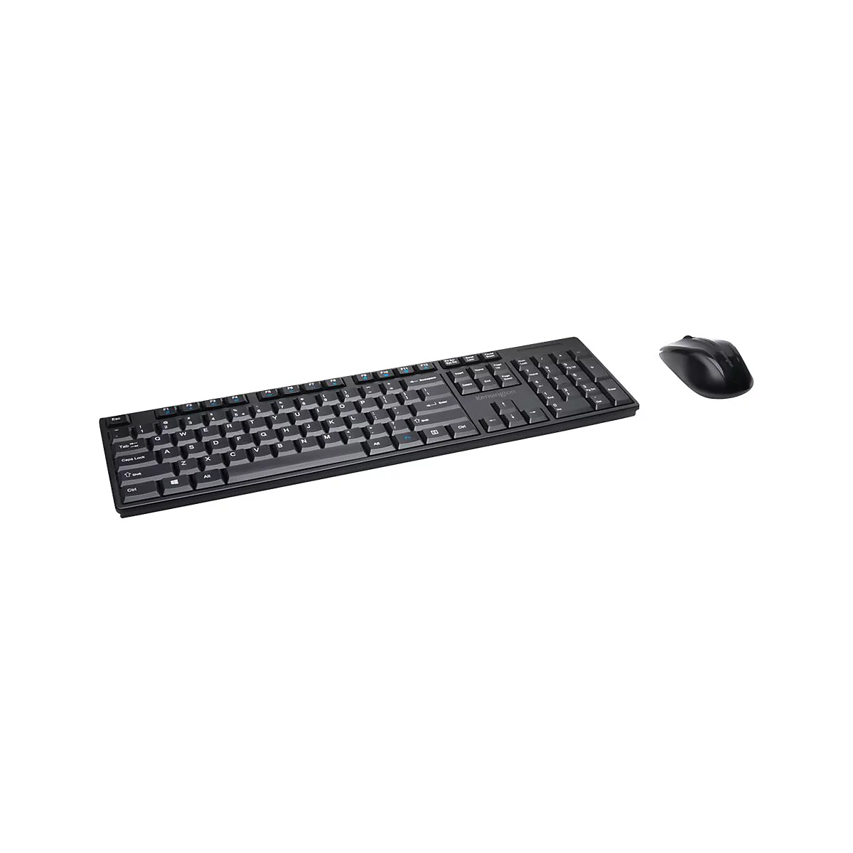 Drahtloses schwarzes Tastatur- und Maus-Set auf weiÃŸem Grund.