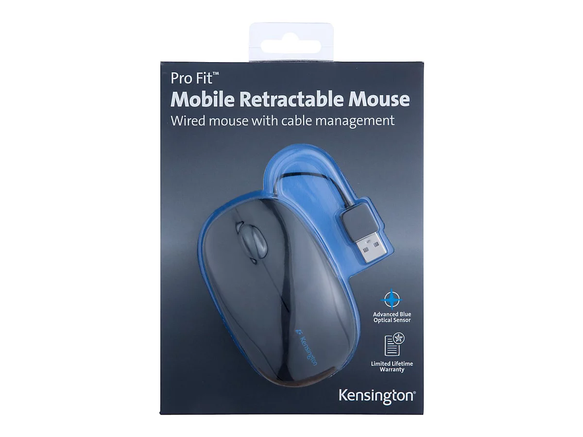 Kensington Pro Fit Retractable Mobile - Maus - USB - Schwarz