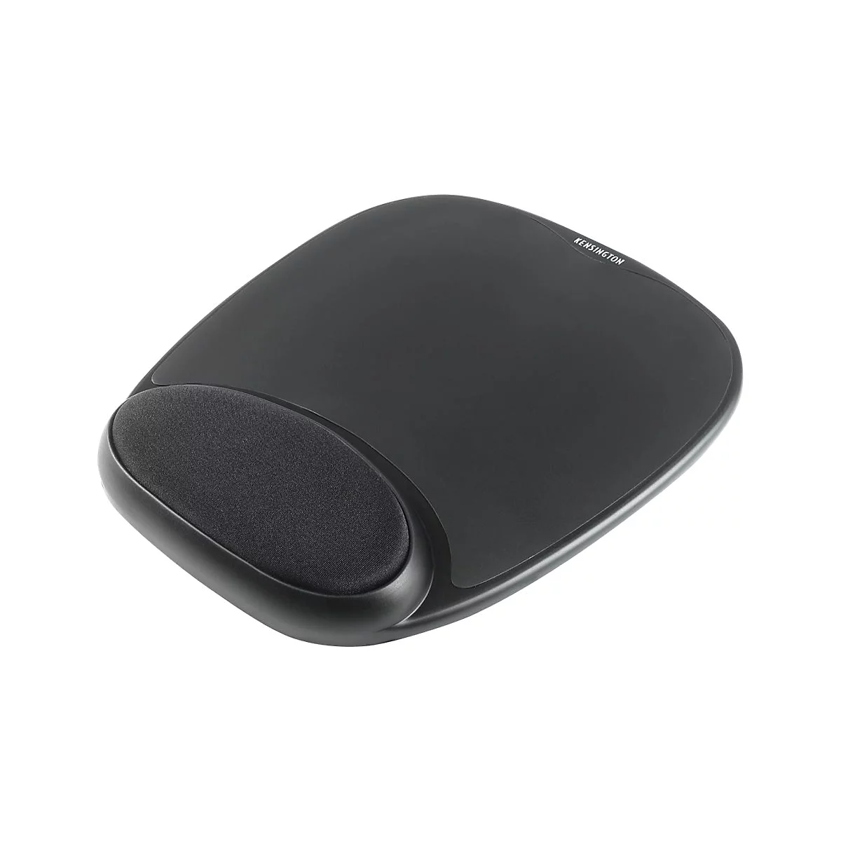 Tapis de souris ergonomique noir avec repose-poignet, marque Kensington.