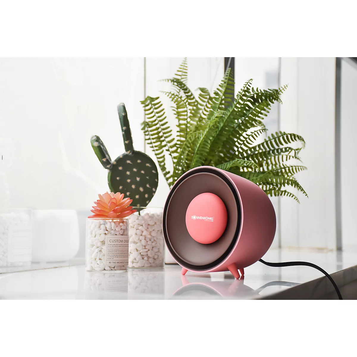 Keramik Heizlüfter BEE, 400 W, abnehmbarer Handwärmer, Überhitzungs- & Kippschutz, Auto-Abschaltung, 3 Standfüsse, pink-braun
