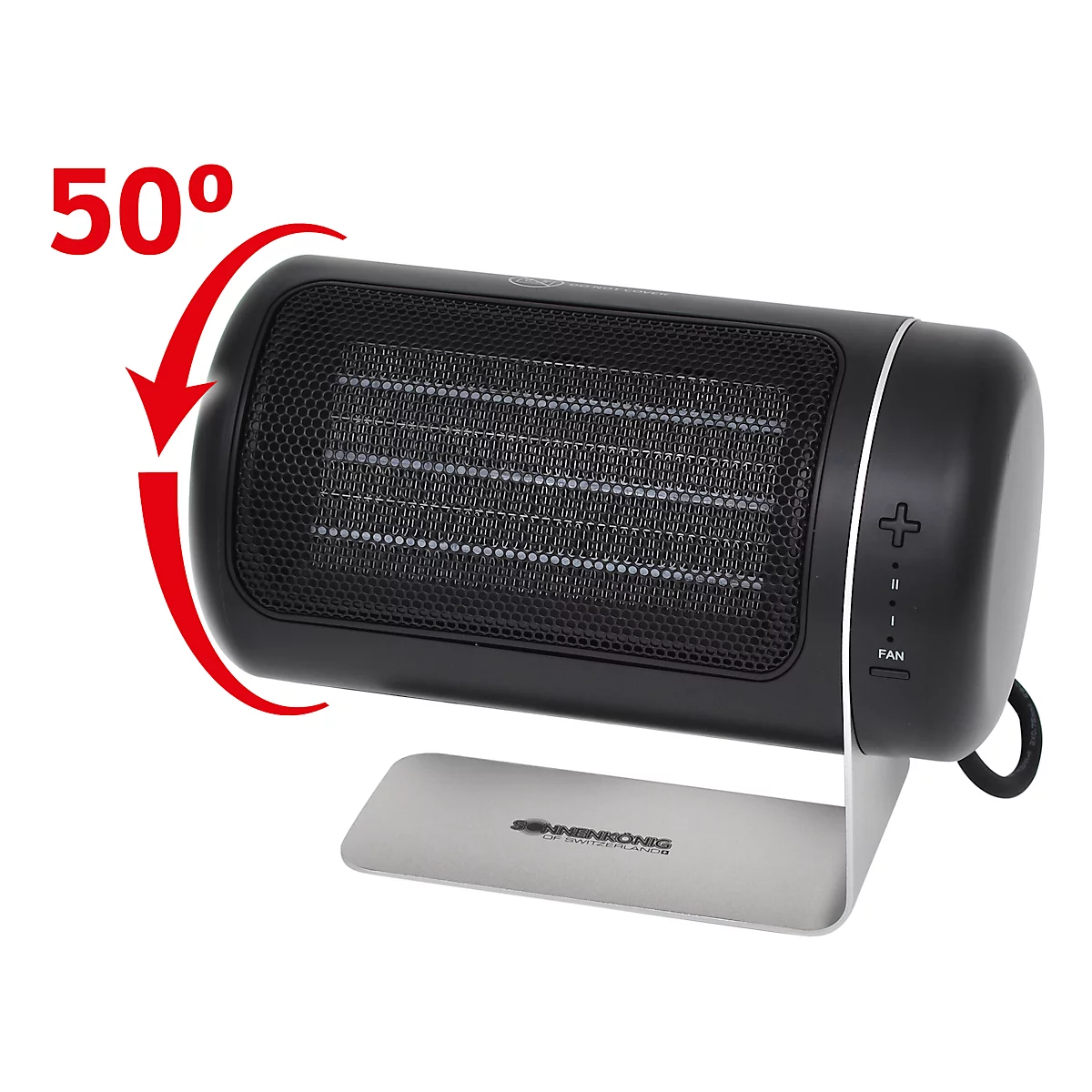 Keramik Heizlüfter DUBLIN, 1500 W, für Räume bis 50 m³, 2 Heizstufen & 1 Ventilationsstufe, vertikale Oszillation bis 50°, Überhitzungsschutz, schwarz-weiss