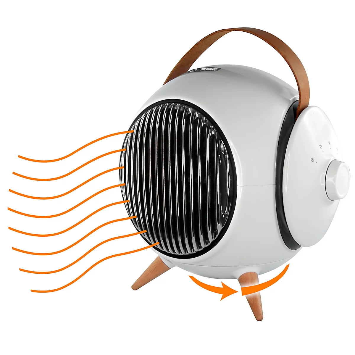 Keramik Heizlüfter LIMA, 1200 W, 2 Heizstufen & 1 Ventilationsstufe, automatische horizontale Oszillation & manuelle vertikale Oszillation, Überhitzungs- & Kippschutz, braun-weiss