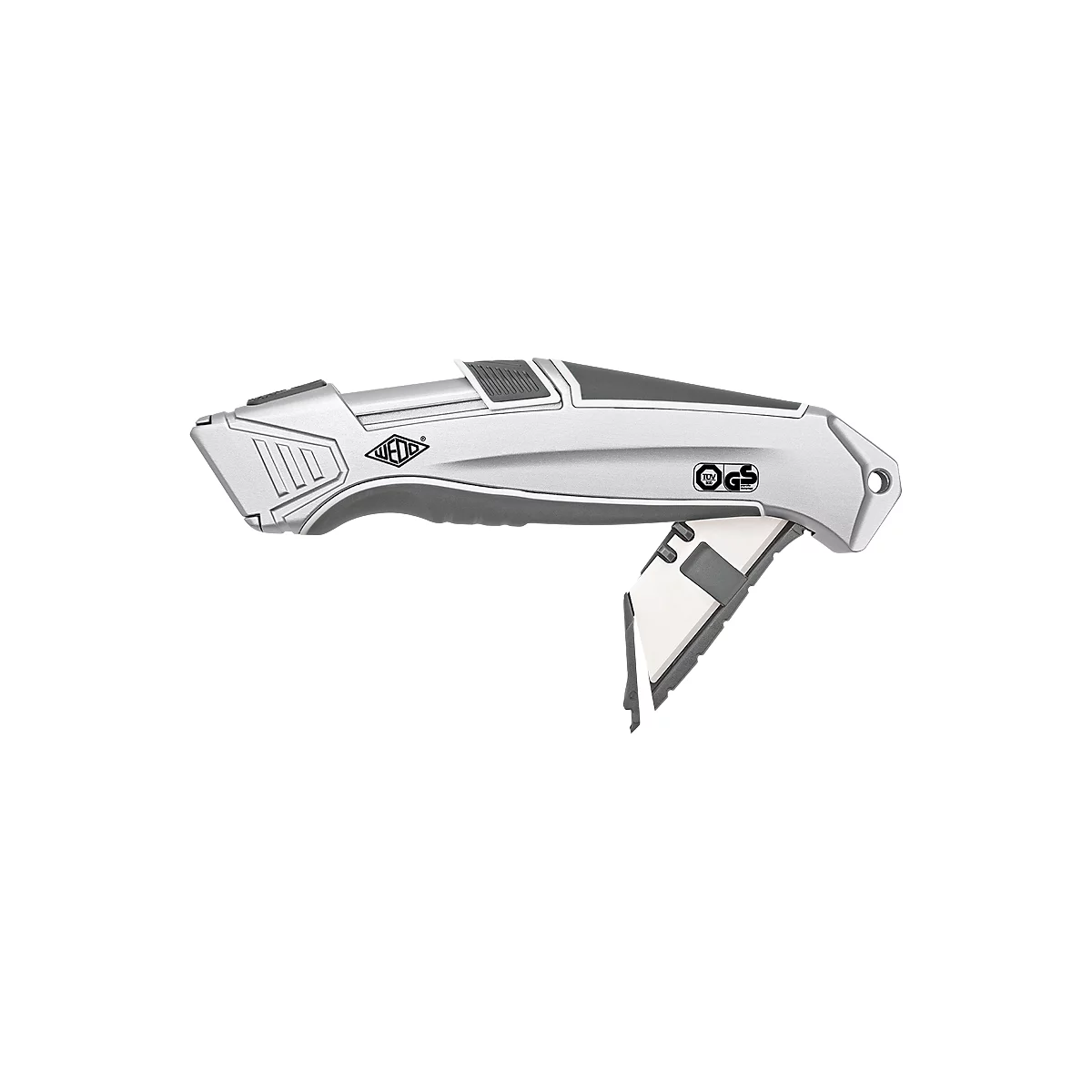 Keramisch veiligheidsmes Wedo® CERA-Safeline® Safety Cutter ALU, mes trekt automatisch in, rechts-/linkshandigen, Reservemesjes