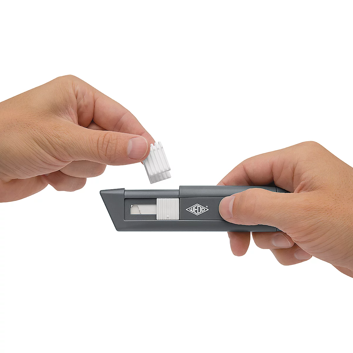 Keramisch veiligheidsmes Wedo® CERA-Safeline® Safety Cutter COMPACT, mes trekt automatisch in, voor rechts-/linkshandigen