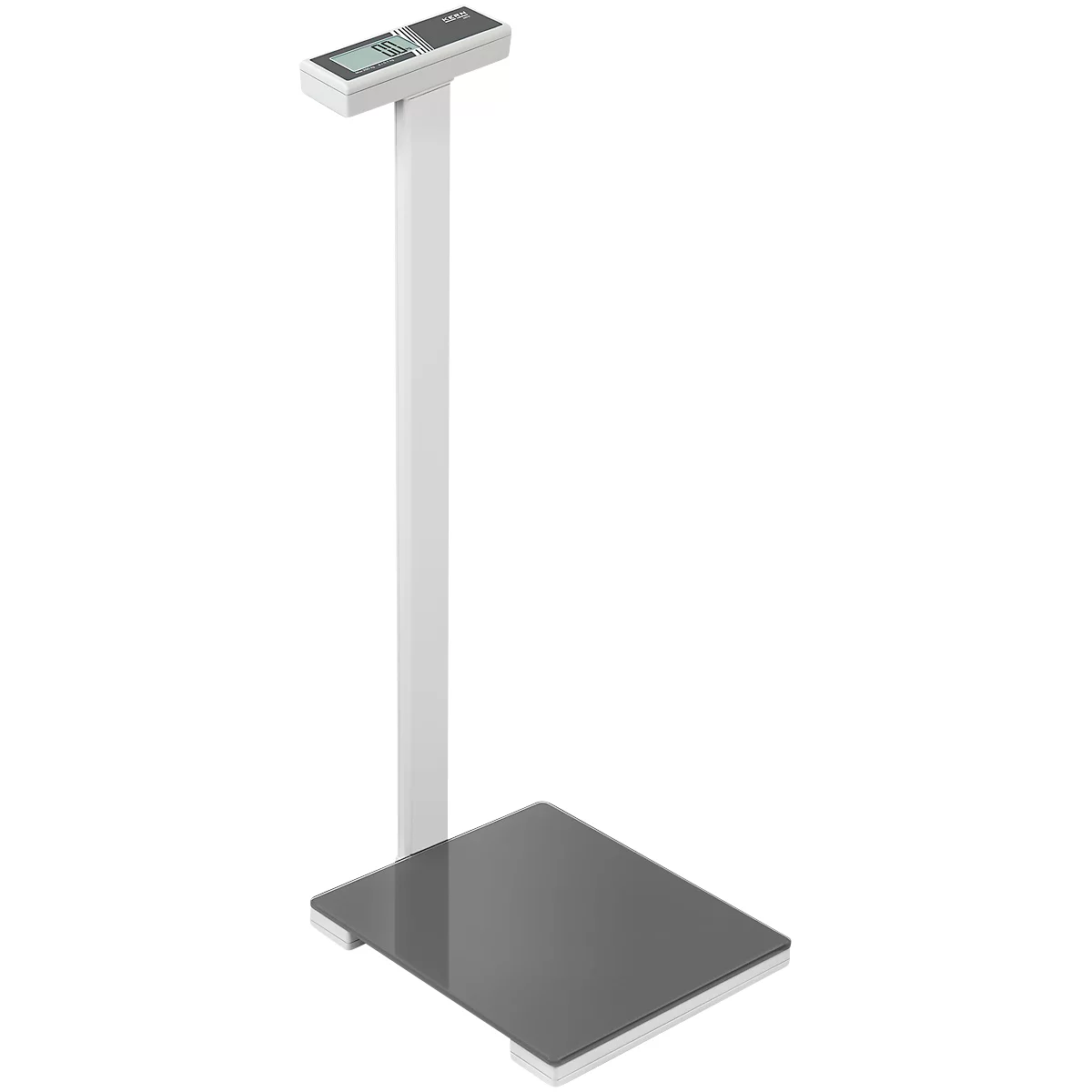 KERN Personenwaage MPK 200K-1P, Wägebereich bis 250 kg, Glaswägeplatte, Stativ, AUTO-OFF-Funktion, Einheitenumschaltung, B 350 x T 370 x H 960 mm, schwarz/weiß