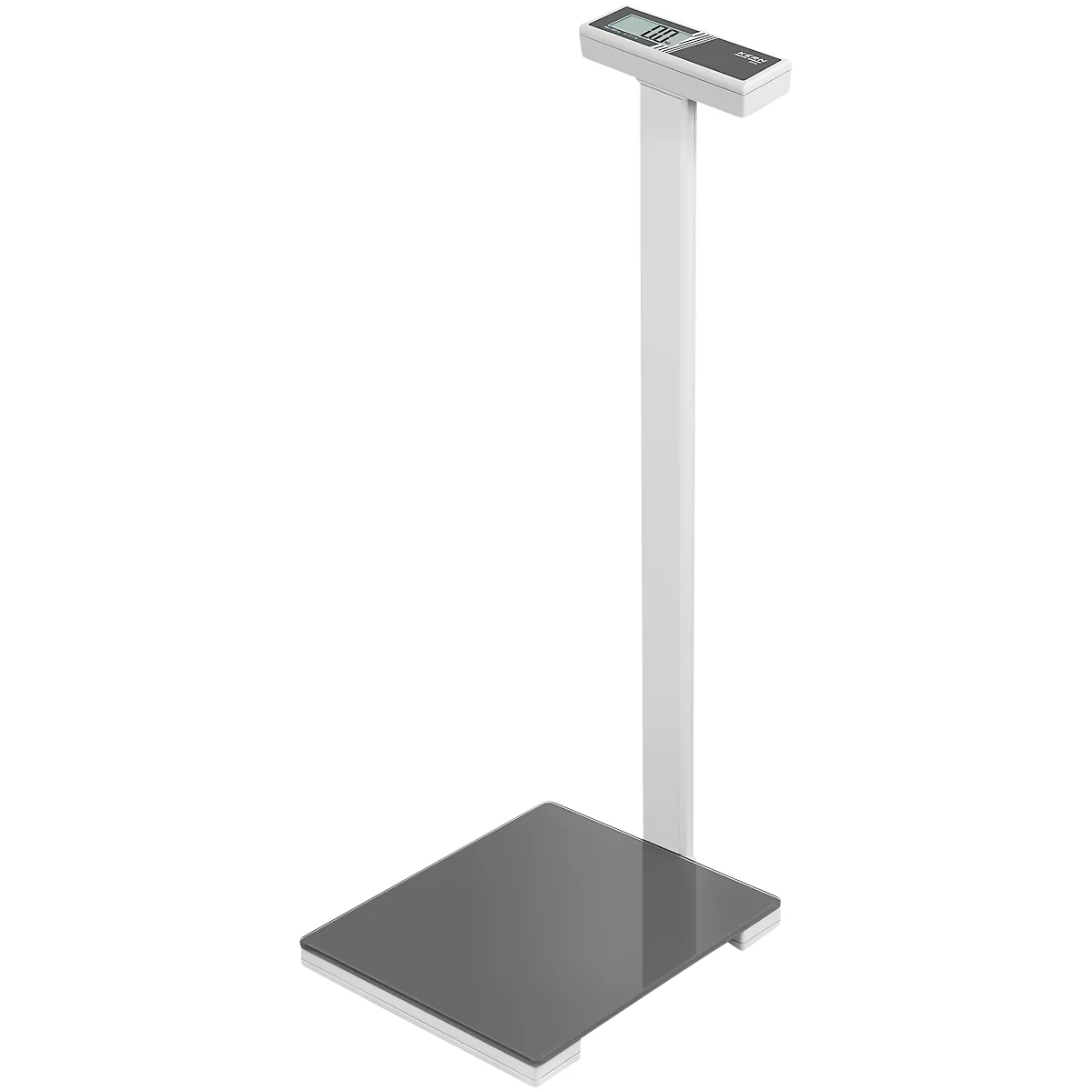 KERN Personenwaage MPL 200K-1P, BMI-Funktion, Wägebereich bis 250 kg, Glaswägeplatte, Stativ, AUTO-OFF-Funktion, Einheitenumschaltung, B 350 x T 350 x H 960 mm, schwarz/weiß
