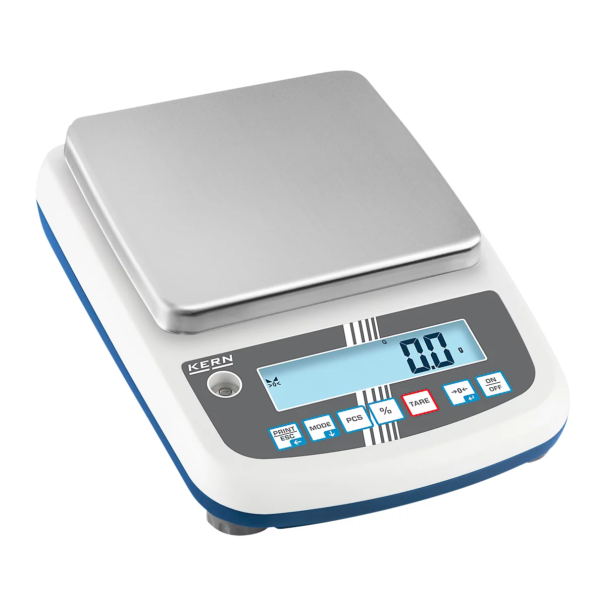 KERN & Sohn Präzisionswaage mit LCD-Display, Umschaltfunktion, Justierprogramm CAL, Wägefläche 190×180 mm, Wägebereich 6000 g, Ablesbarkeit 0,1 g