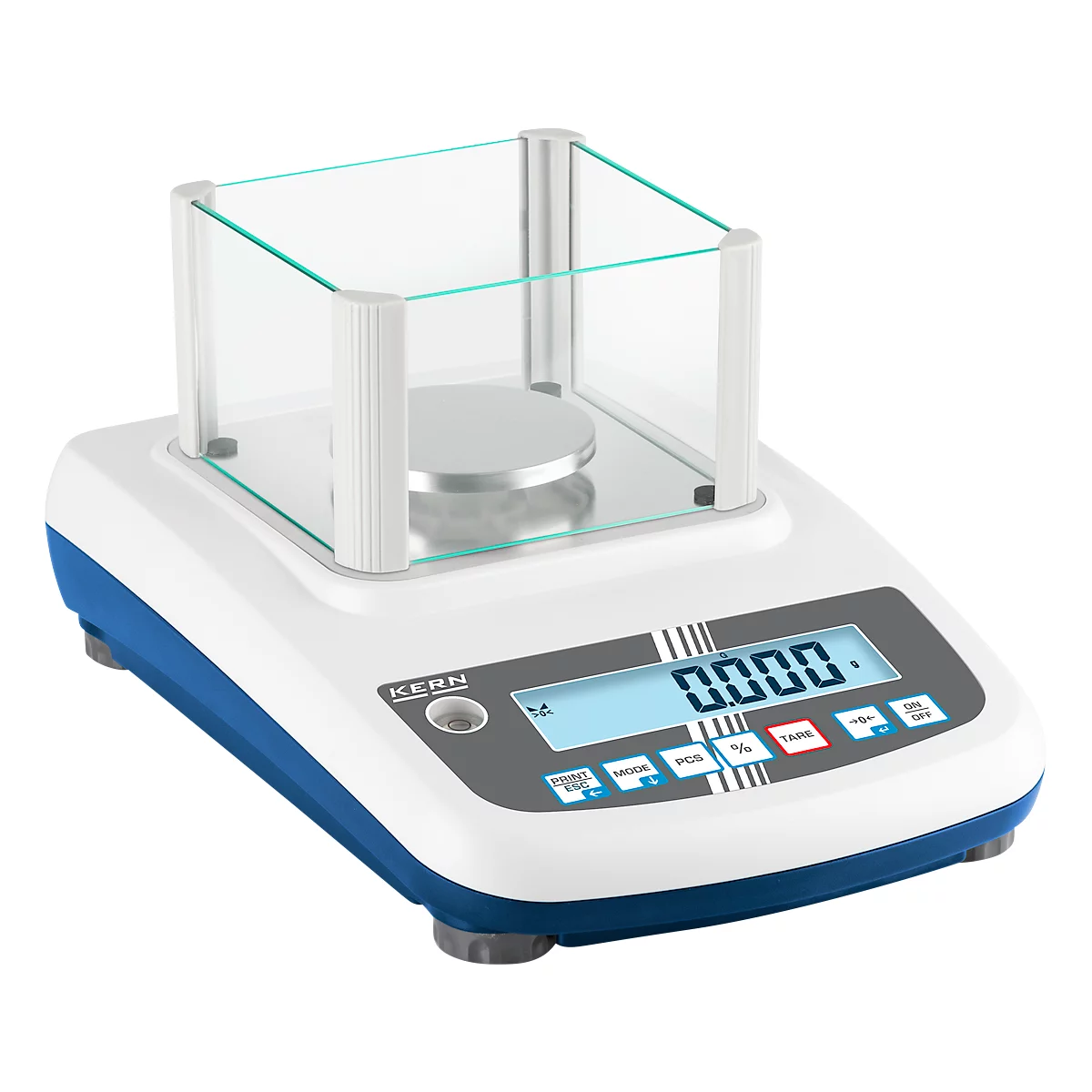 KERN & Sohn Präzisionswaage PFB 200-3 mit LCD-Display, Checkweighing-Funktion, Edelstahl-Wägeplatte ∅ 80 mm