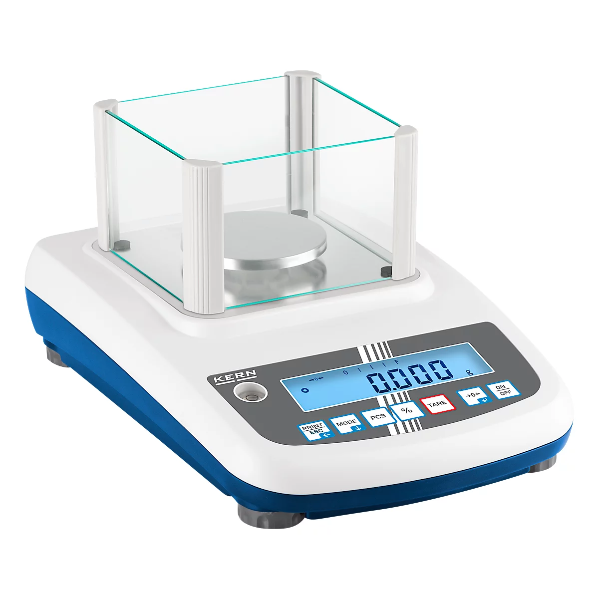 KERN & Sohn Präzisionswaage PFB 300-3 mit LCD-Display, Checkweighing-Funktion, Edelstahl-Wägeplatte ∅ 80 mm