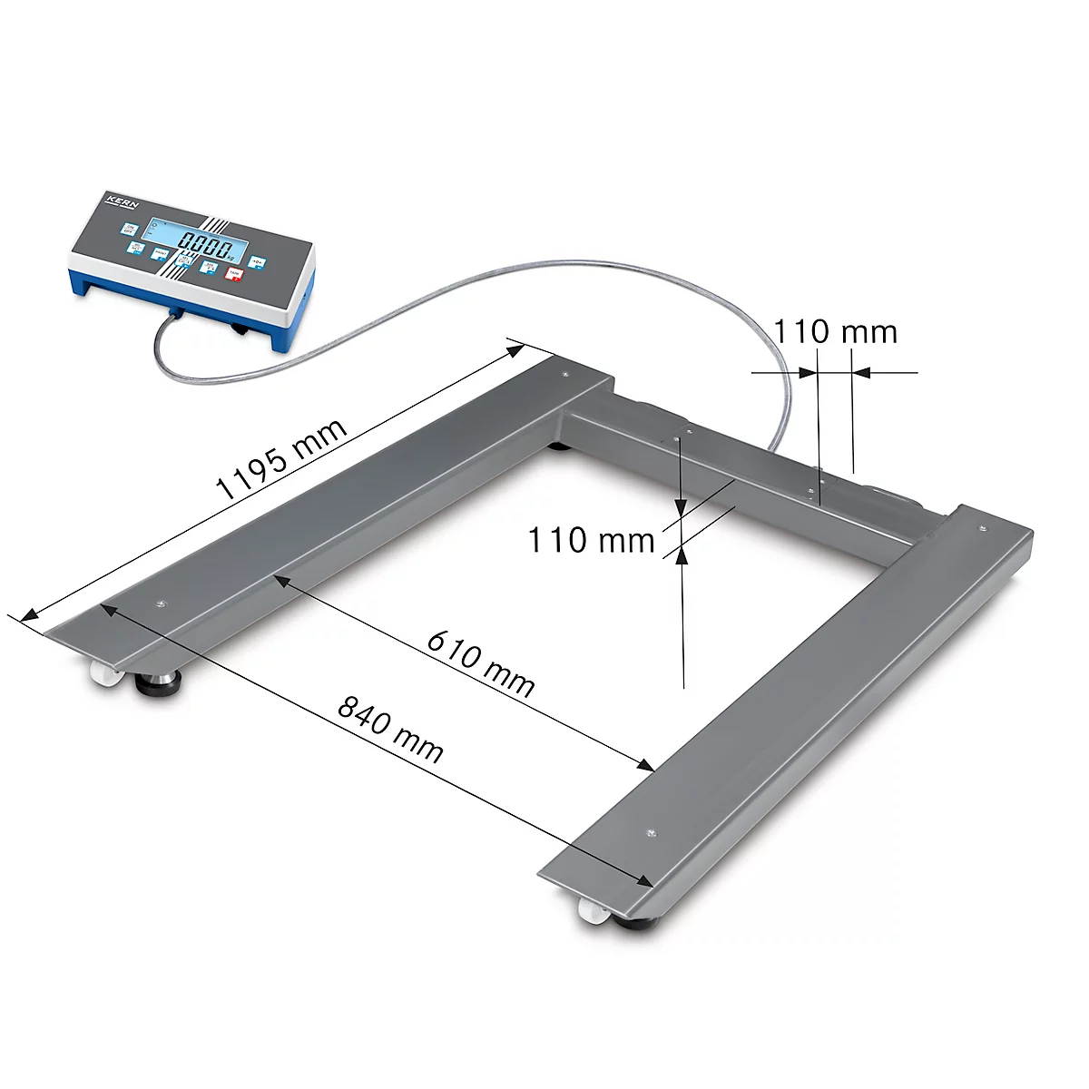 KERN UID 3000K-0M Palettenwaage, Wägebereich 3000 kg, Ablesbarkeit 1 kg