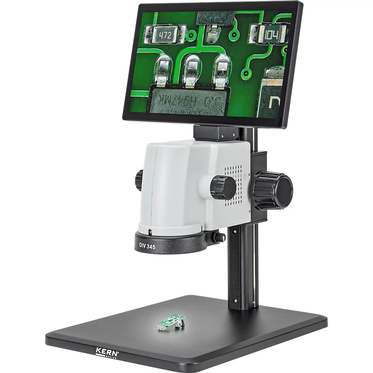 KERN Vidéomicroscope OIV-345, écran LCD 12', 1920 x 1080 px, caméra 5 MP, fonction zoom 0,7-4,5 x, arrêt du clic, HDMI/USB, alimentation secteur