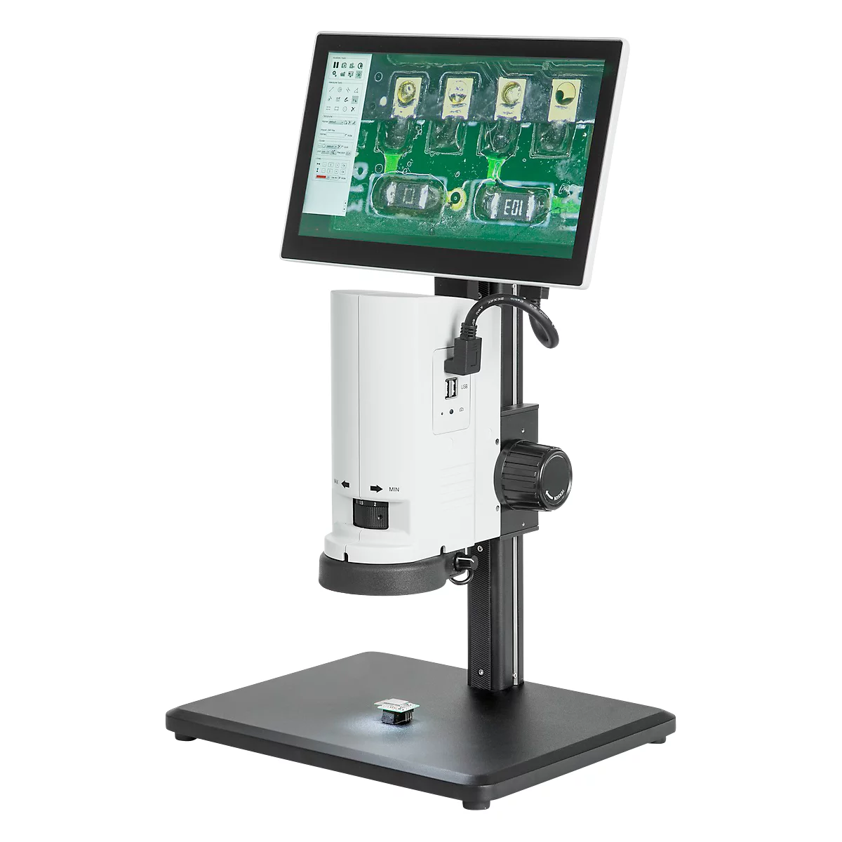 KERN Videomikroskop OIV-254, für Bildaufnahmen, 12' LC-Display, 1920 x 1080 px, 2 MP Kamera, Zoofunktion 0,7-5 x, HDMI/USB, Netzbetrieb