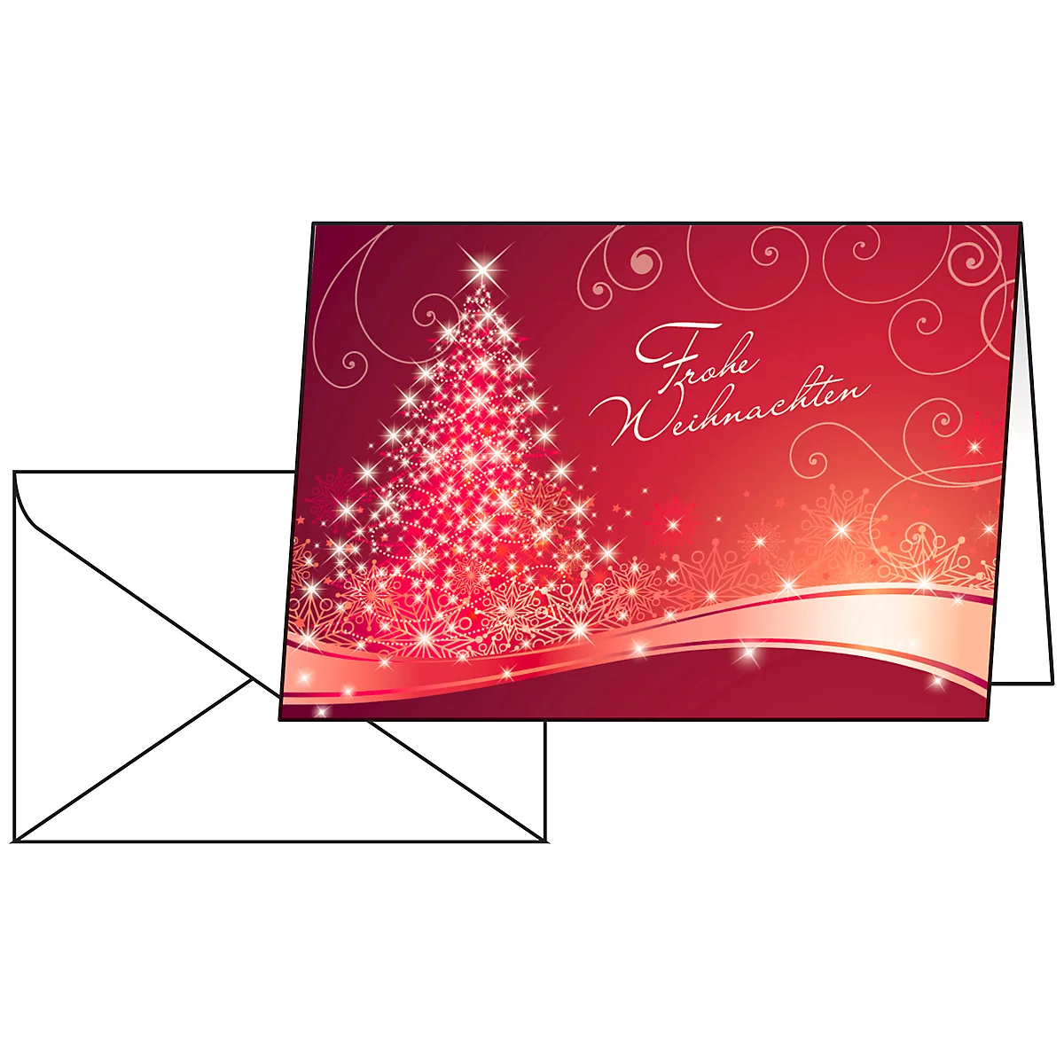 Kerstkaarten Christmas Swing, glanskarton, inclusief envelop, 25 stuks