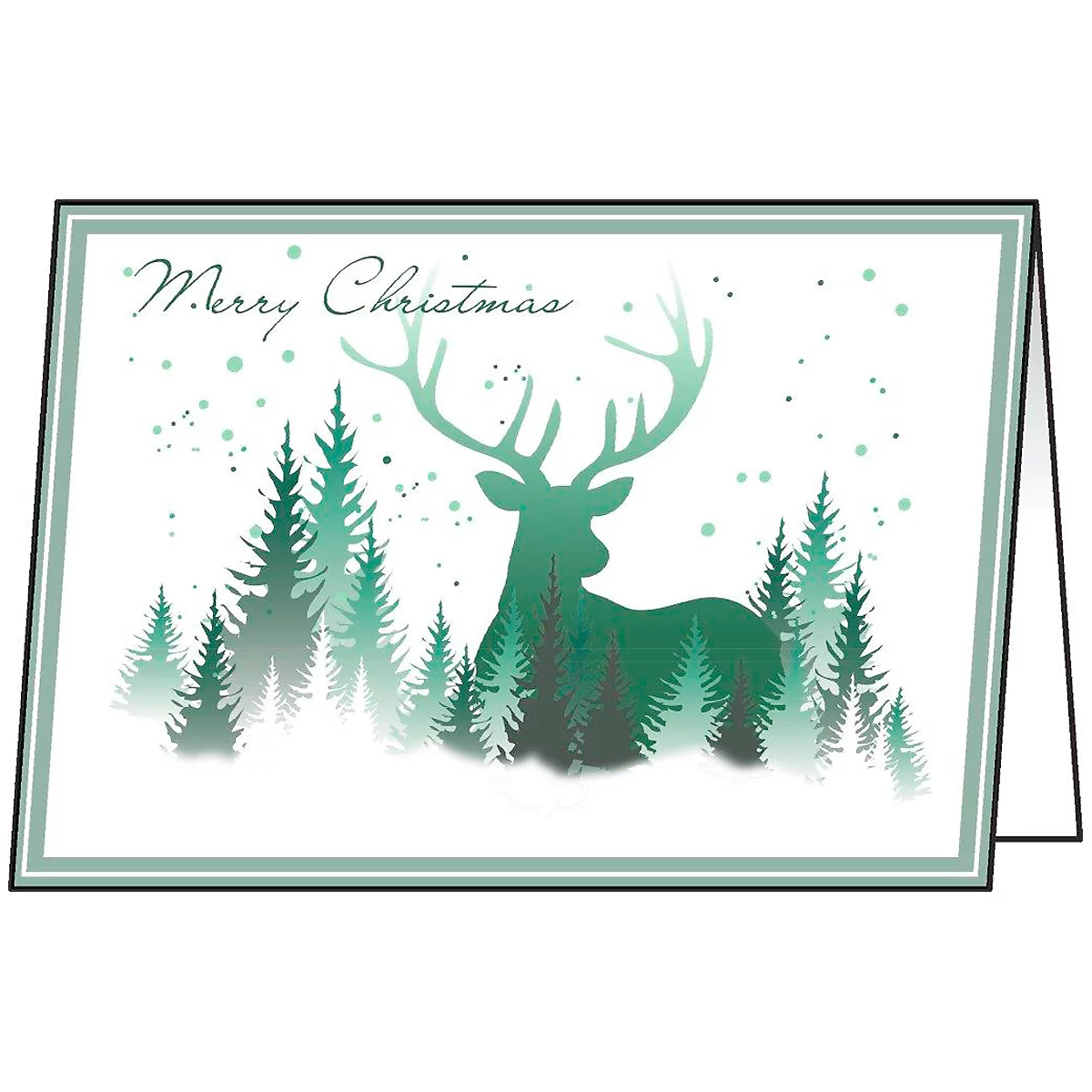 Kerstkaarten 'Merry Christmas' Kerstbos en rendier, 25 stuks, inclusief enveloppen, A6-formaat, 148 x 105 mm, glanzend karton, bedrukbaar