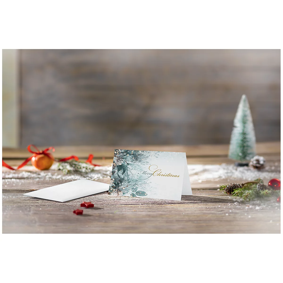 Kerstmotief kaart 'Eucalyptus magic', A6 (A5), 250g/m², 25 stuks, wit karton, inkjet &amp; laser printer