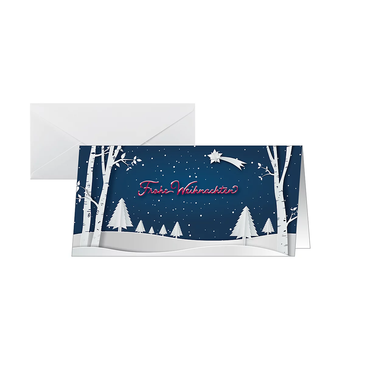 Kerstmotiefkaart 'Pop-up winterlandschap', DIN lang (2/3 A4), 250g/m², 25 stuks, wit karton, inkjet &amp; laserprinter