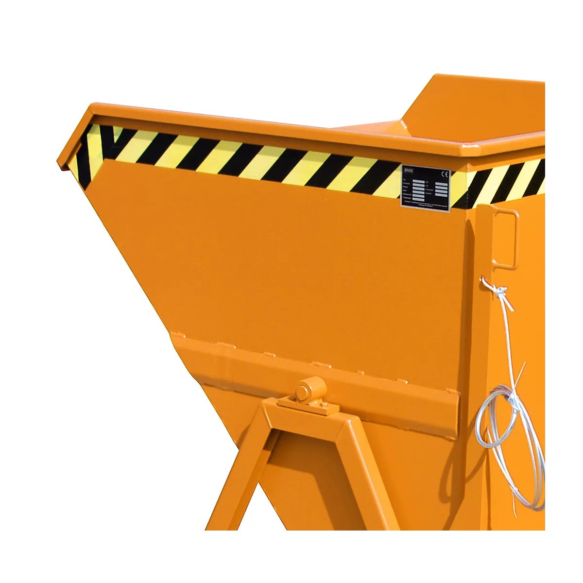 Kiepbak Bauer KS 550, staal, oranje, B 1245 x D 1200 x H 1170 mm, 550 l, tot 1000 kg, looprollen, handmatige kiepinrichting