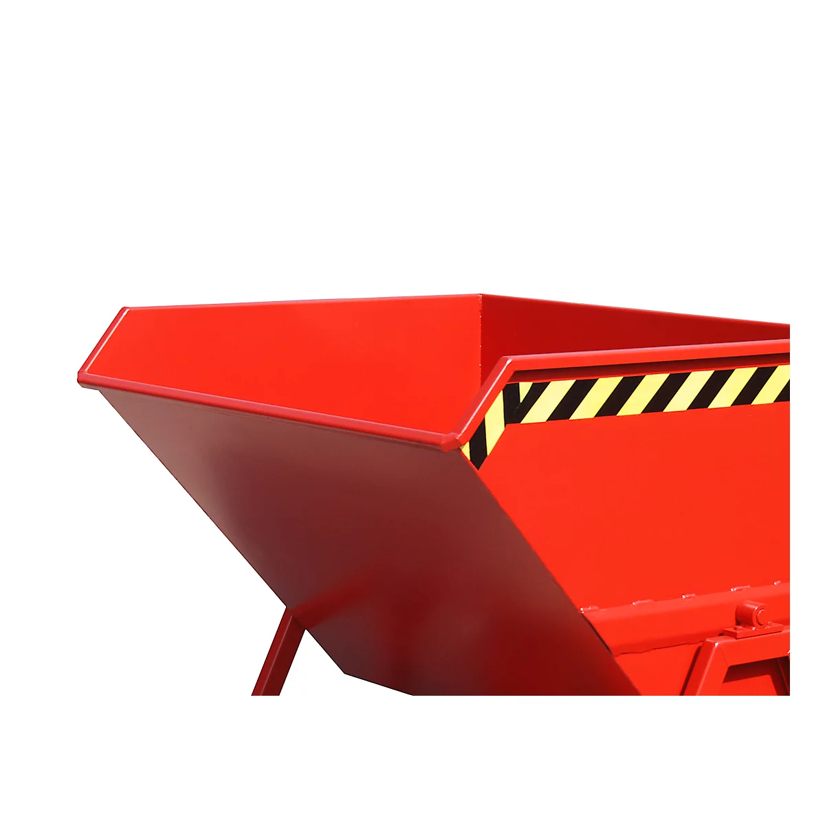 Kiepbak Bauer KS 550, staal, rood, B 1245 x D 1200 x H 1170 mm, 550 l, tot 1000 kg, looprollen, handmatige kiepinrichting
