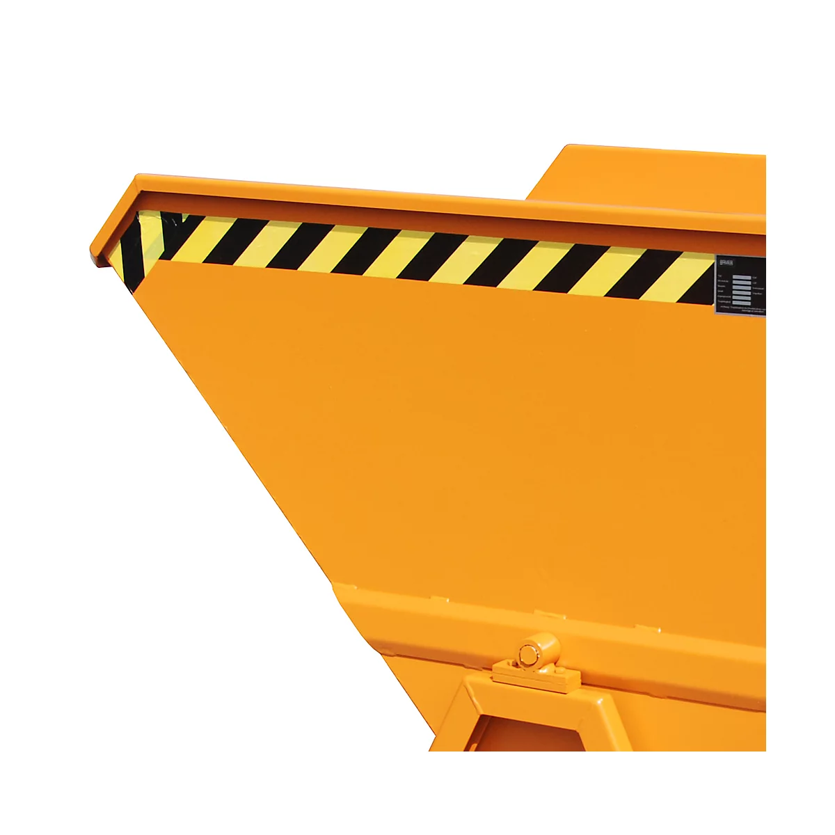 Kiepbak Bauer KS 700, staal, oranje, B 1340 x D 1200 x H 1275 mm, 700 l, tot 1000 kg, looprollen, handmatige kiepinrichting