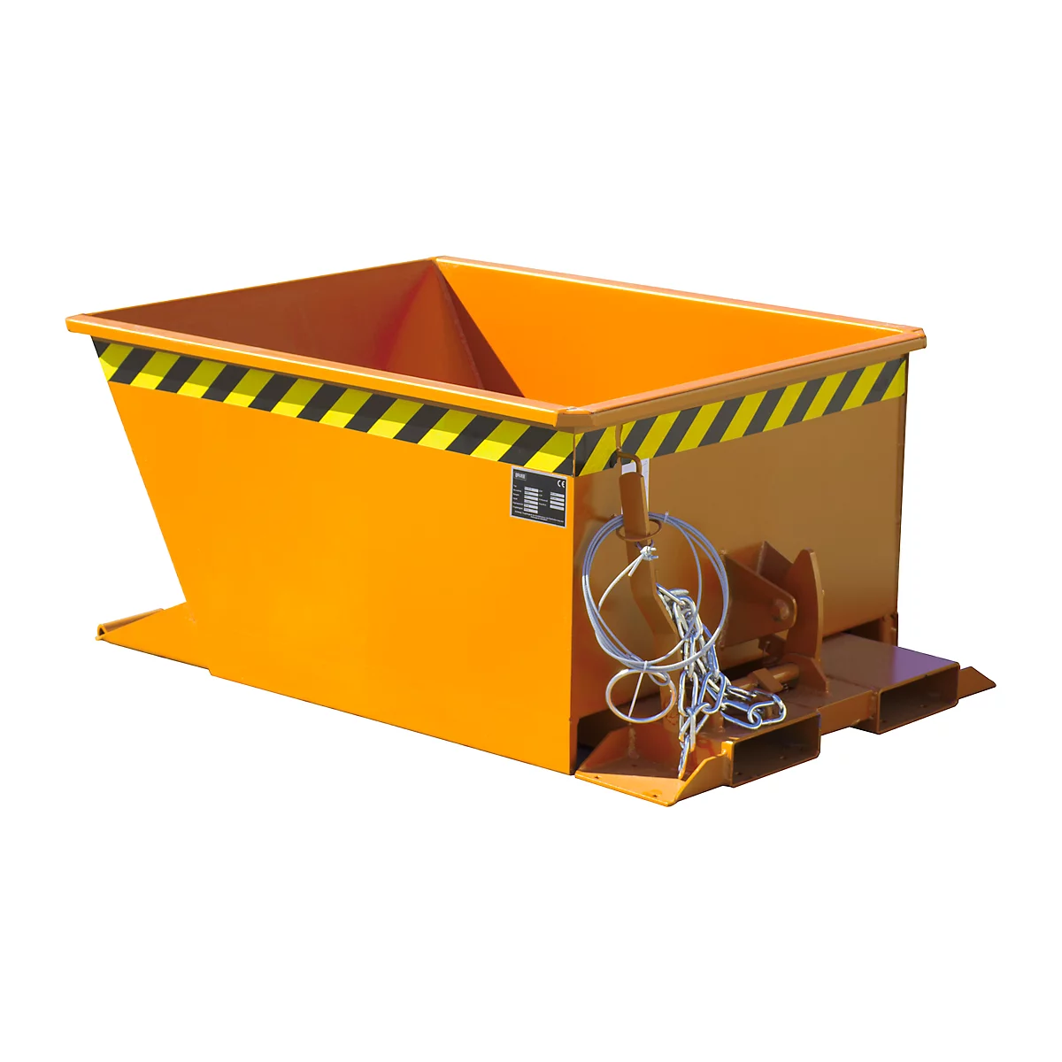 Kiepbak GU-RZ30, voor trolleytreinen, kiep- en schuifbeveiliging, 300 l, RAL 2000 geel