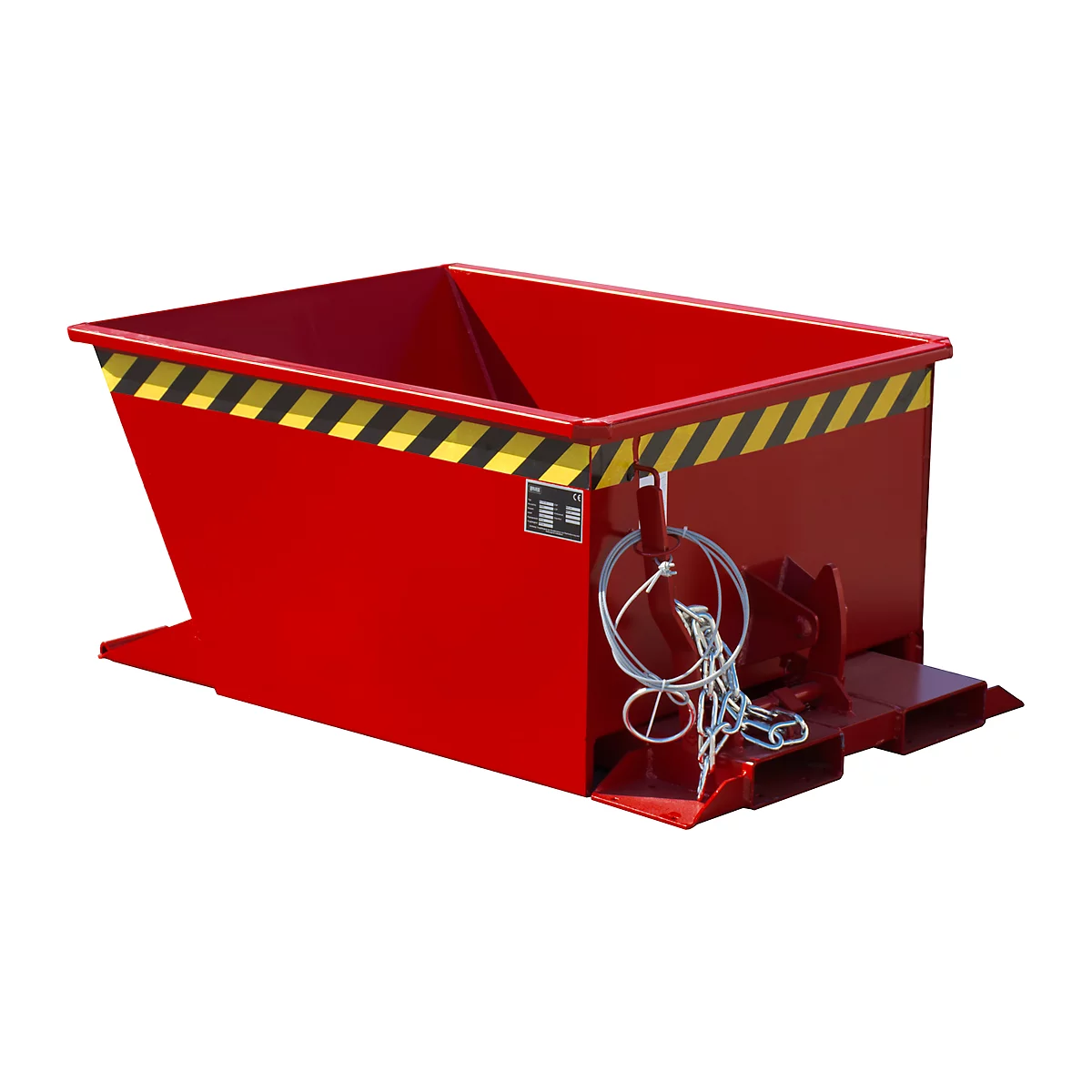Kiepbak GU-RZ30, voor trolleytreinen, kiep- en schuifbeveiliging, 300 l, RAL 3000 rood