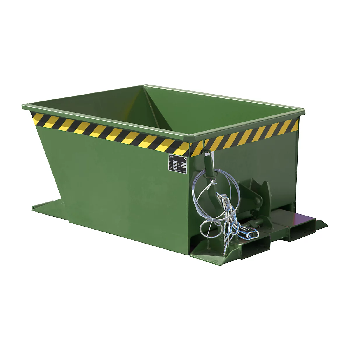 Kiepbak GU-RZ30, voor trolleytreinen, kiep- en schuifbeveiliging, 300 l, RAL 6011 groen