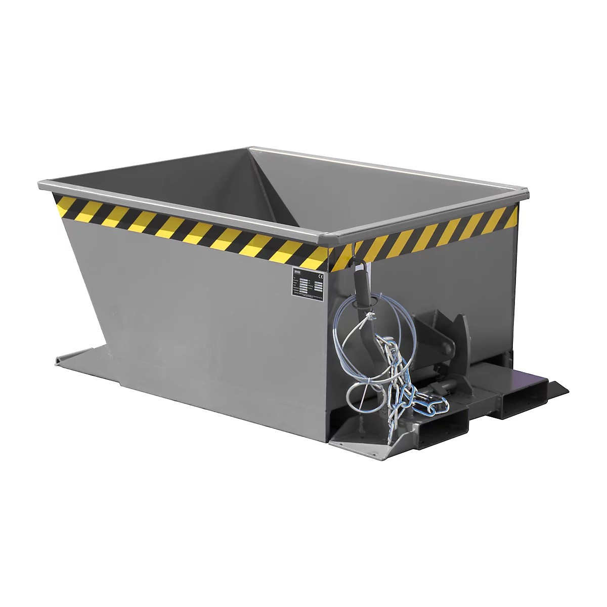 Kiepbak GU-RZ30, voor trolleytreinen, kiep- en schuifbeveiliging, 300 l, RAL 7005 grijs