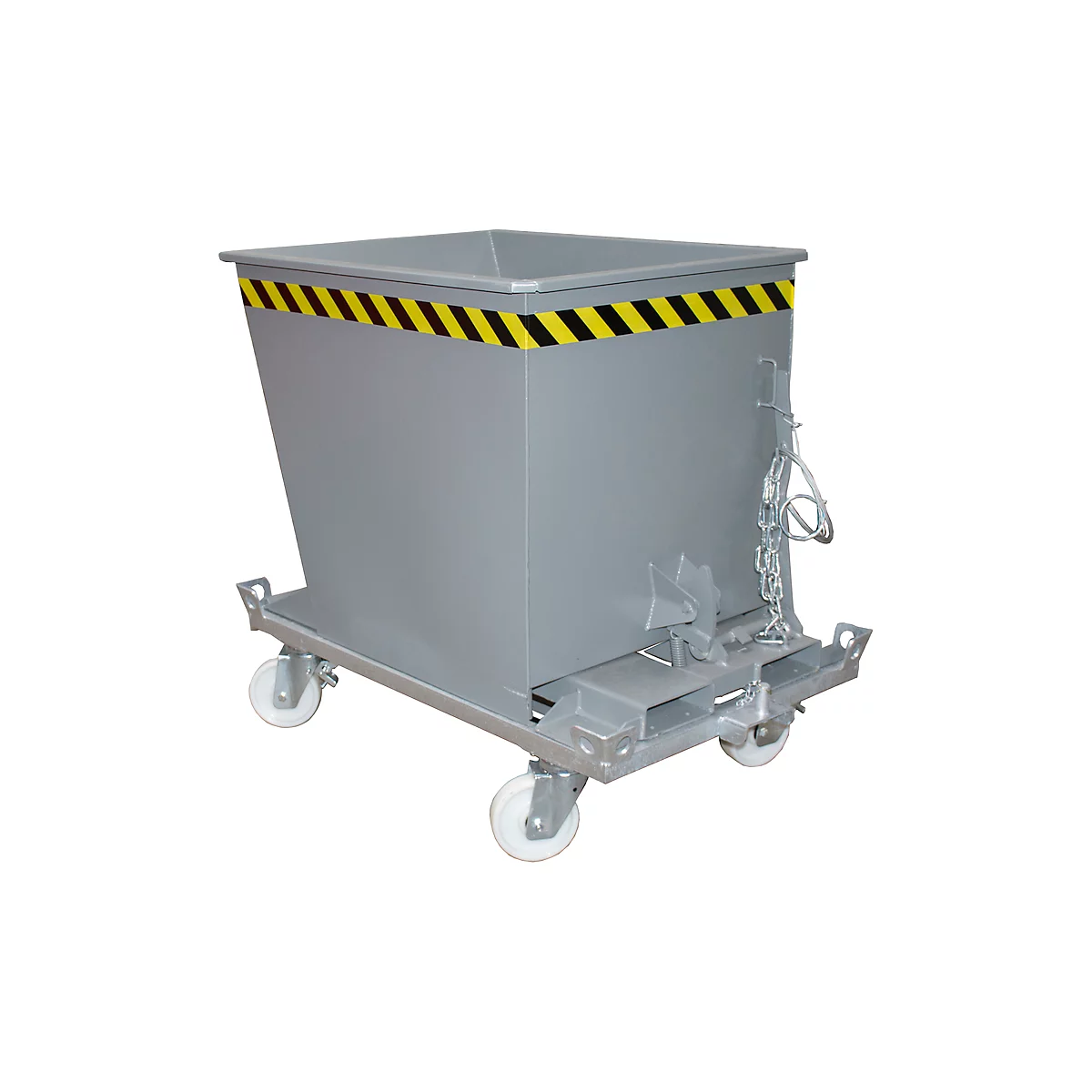 Kiepbak GU-RZ55, voor trolleytreinen, kiep- en schuifbeveiliging, 550 l, RAL 7005 grijs