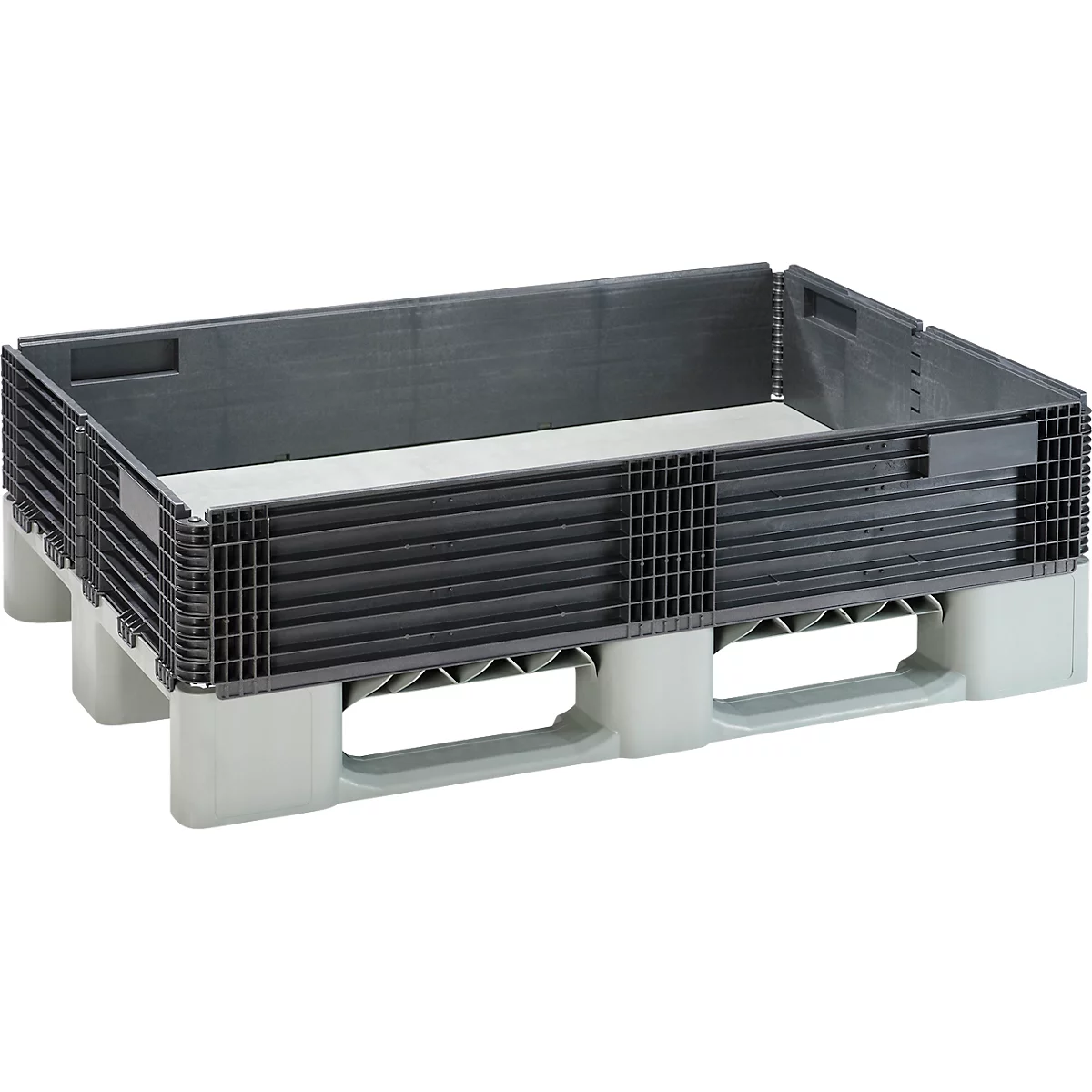 KIGA Kunststof stapelrek KIGAFRAME®, L 1200 × B 800 × H 200 mm, stapelbaar, PP/PE gerecyclede mix, zwart