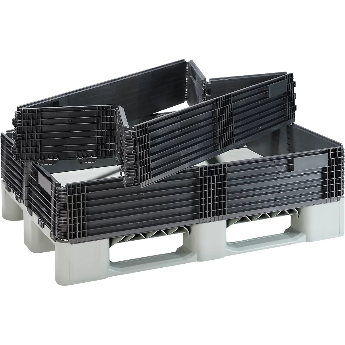 KIGA Kunststof stapelrek KIGAFRAME®, L 1200 × B 800 × H 200 mm, stapelbaar, PP/PE gerecyclede mix, zwart