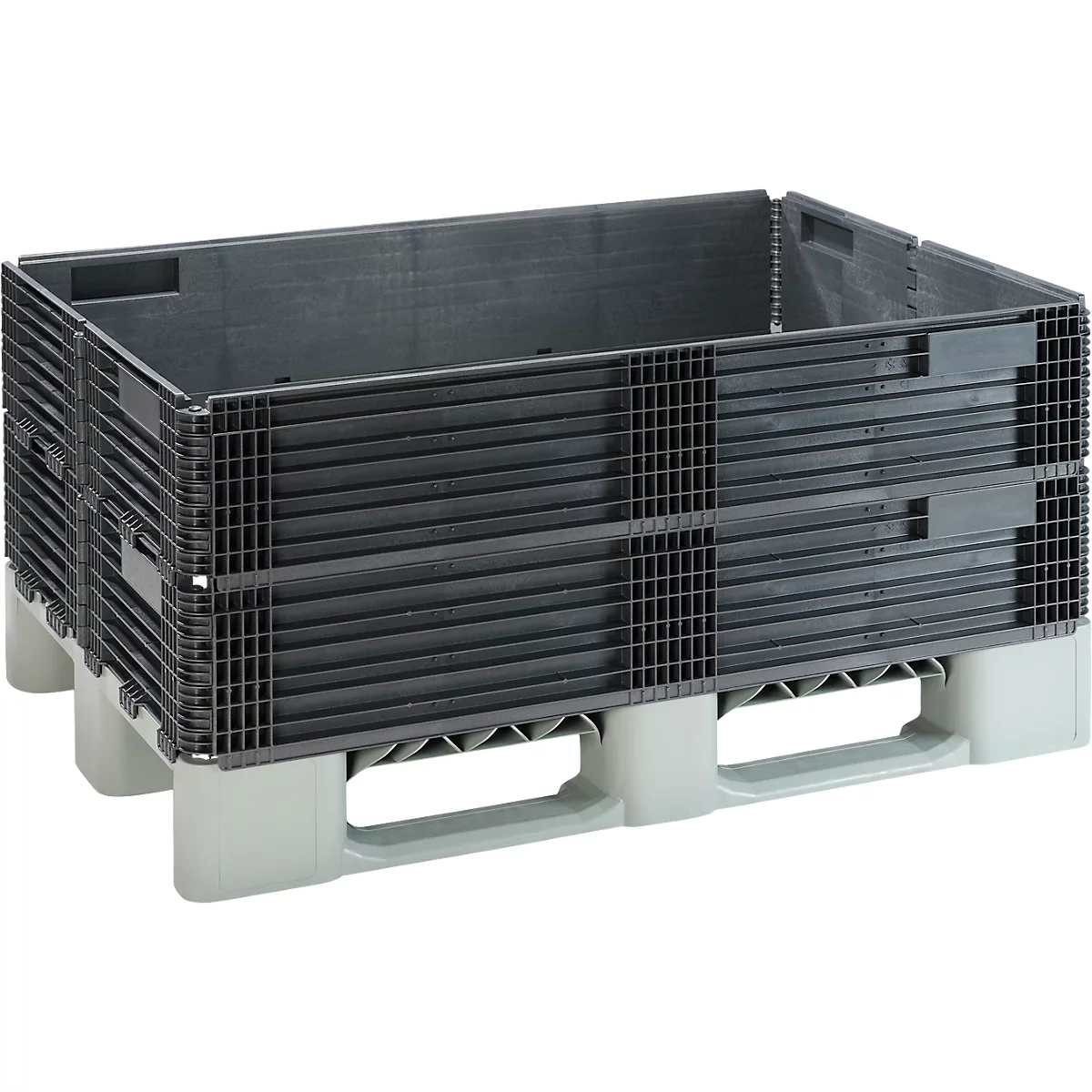 KIGA rehausse plastique KIGAFRAME®, L 1200 × l 800 × H 200 mm, empilable, PP/PE recyclé mix, noir
