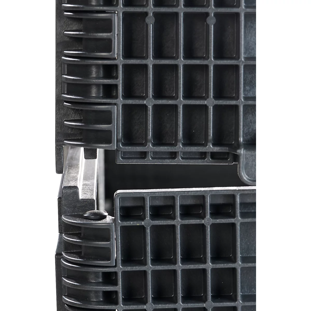 KIGA rehausse plastique KIGAFRAME®, L 1200 × l 800 × H 200 mm, empilable, PP/PE recyclé mix, noir