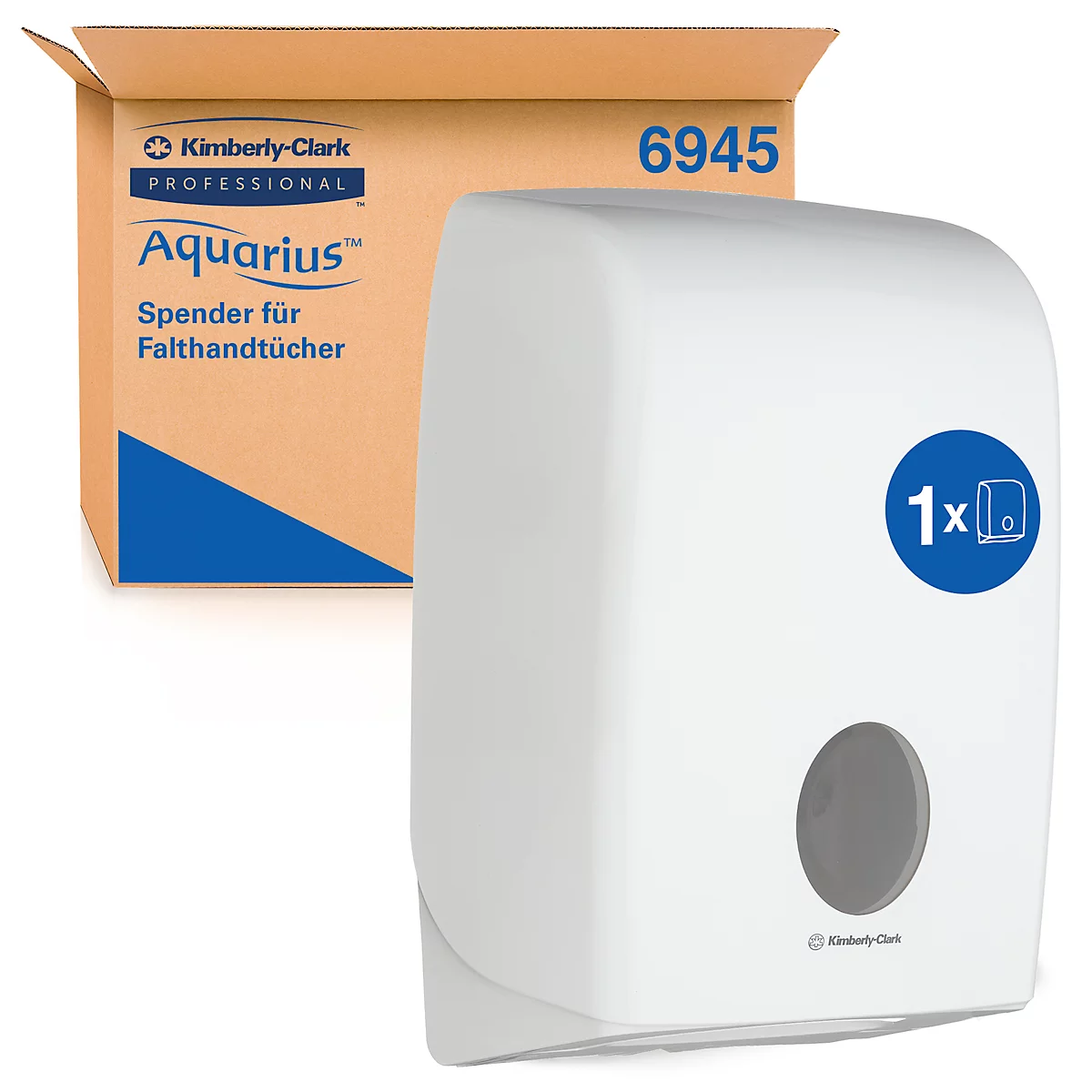 Kimberly-Clark® Aquarius dispenser voor papieren handdoekjes 6945, L 150 x B 100 x H 132 mm, kunststof, wit