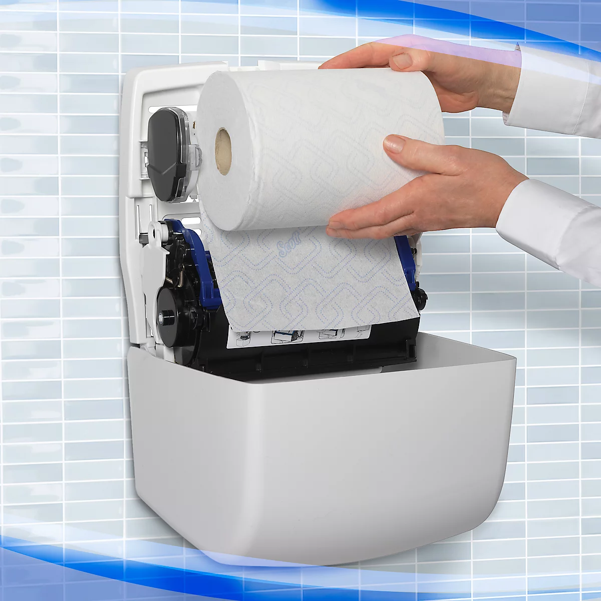 Kimberly-Clark® Aquarius rolhanddoekdispenser Slimroll 7955, voor drukbezochte ruimtes, wit