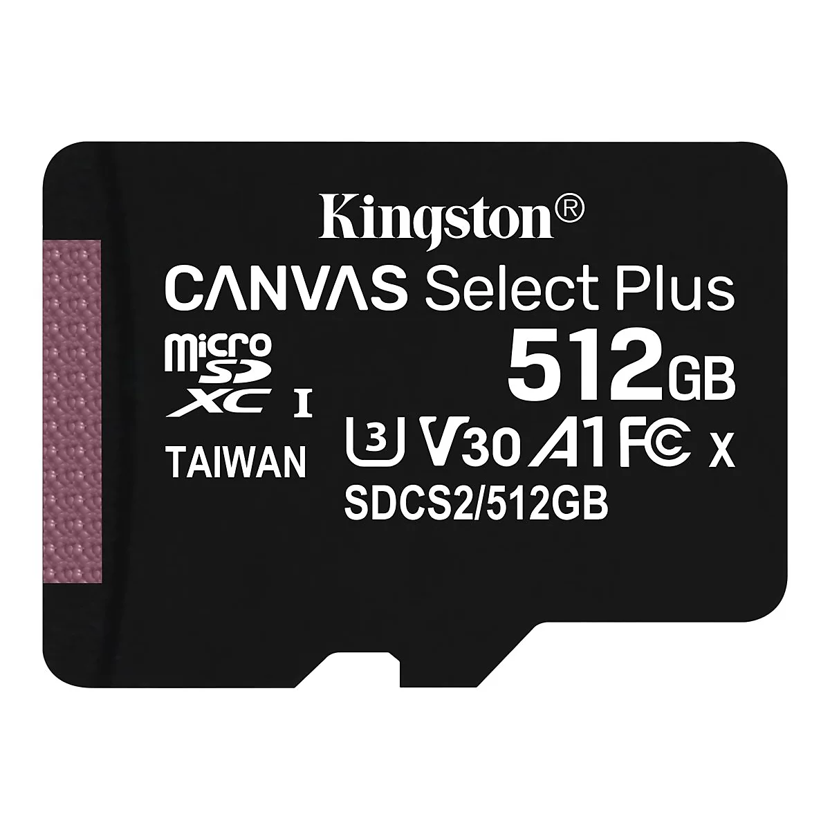 Schwarze Kingston Micro-SD-Karte mit weiÃŸer Schrift: Marke, Modell, SpeicherkapazitÃ¤t und Herstellerinformationen.