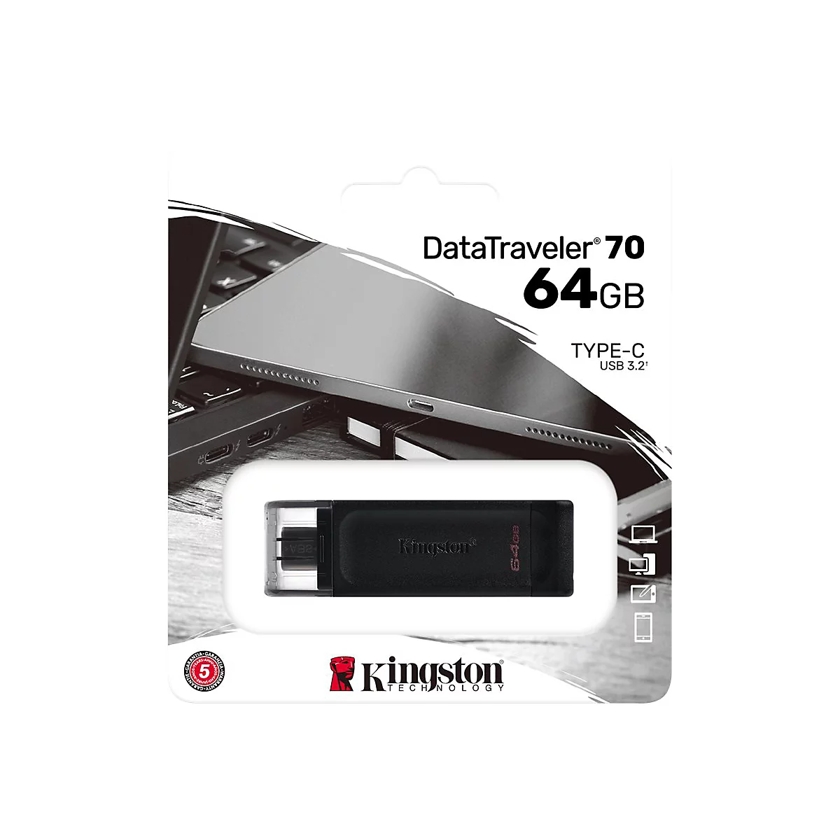 Kingston DataTraveler 70 - USB-Flash-Laufwerk - 64 GB - USB-C 3.2 Gen 1