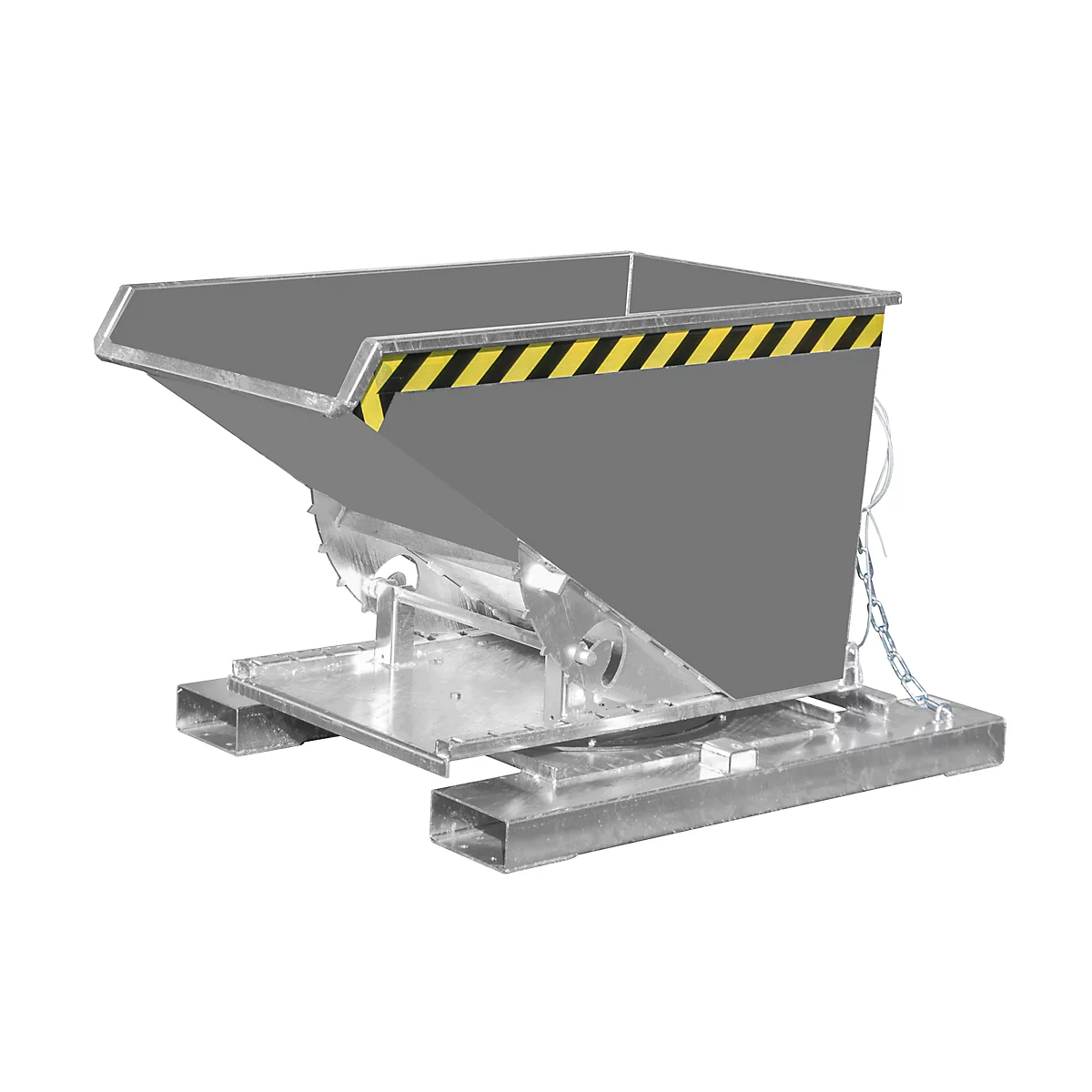 Kippbehälter Typ 3S 300 für Stapler, Tragfähigkeit 750 kg, mit 3-seitiger Kippfunktion, grau RAL 7005