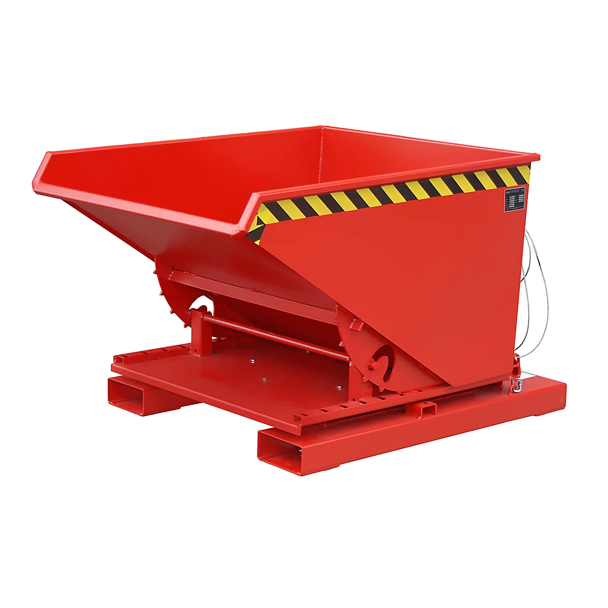 Kippbehälter Typ 3S 600, Tragfähigkeit 1000 kg, mit 3-seitiger Kippfunktion, rot RAL 3000