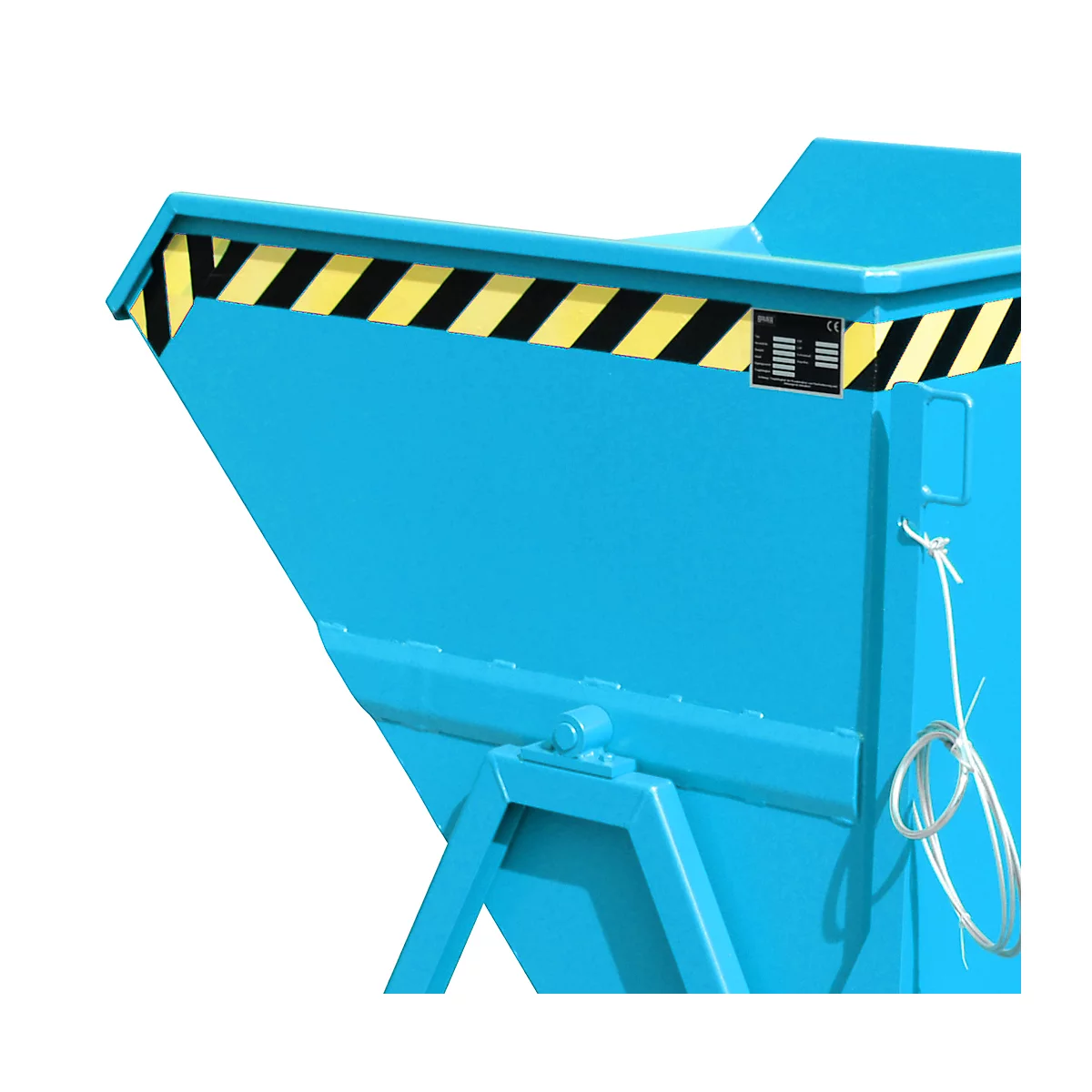 Kippmulde Bauer KS 550, Stahl, blau, B 1245 x T 1200 x H 1170 mm, 550 l, bis 1000 kg, Rollen, Manuelle Kippvorrichtung