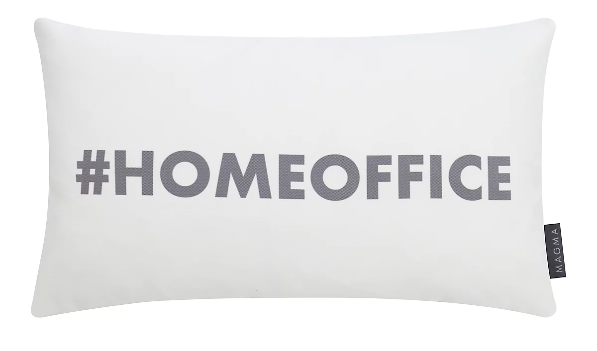 Kissen mit Spruch „Homeoffice“, beidseitig bedruckt, weiß/ grau, 30 x 50 cm
