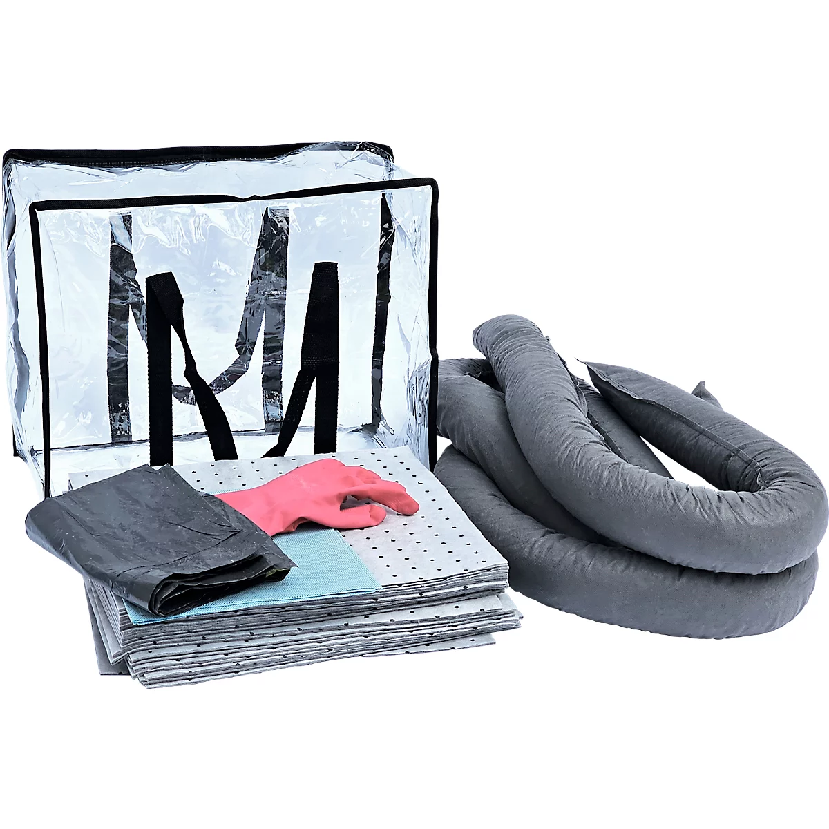 Kit anti-fuites d'urgence, capacité d'absorption de 50 litres, utilisation universelle, avec sacoche de transport