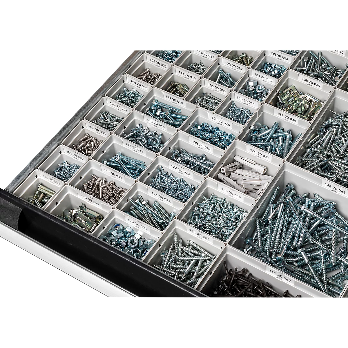 Kit d'étiquetage, pour parois de séparation et d'insertion, 10 feuilles DIN A4 avec 40 zones d'étiquetage chacune, 7 clips de différentes largeurs